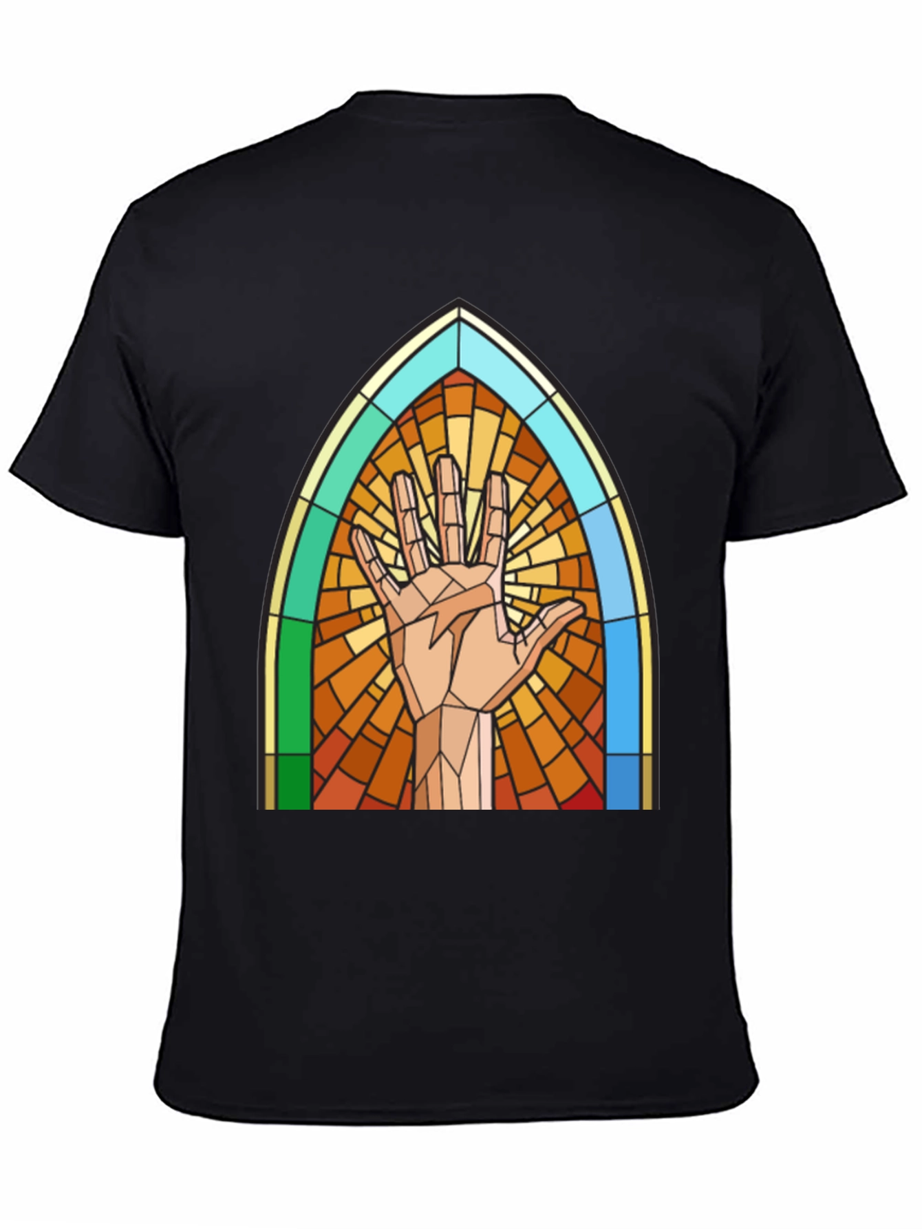 Stained Glass Hand Graphic Tee - Unique Design