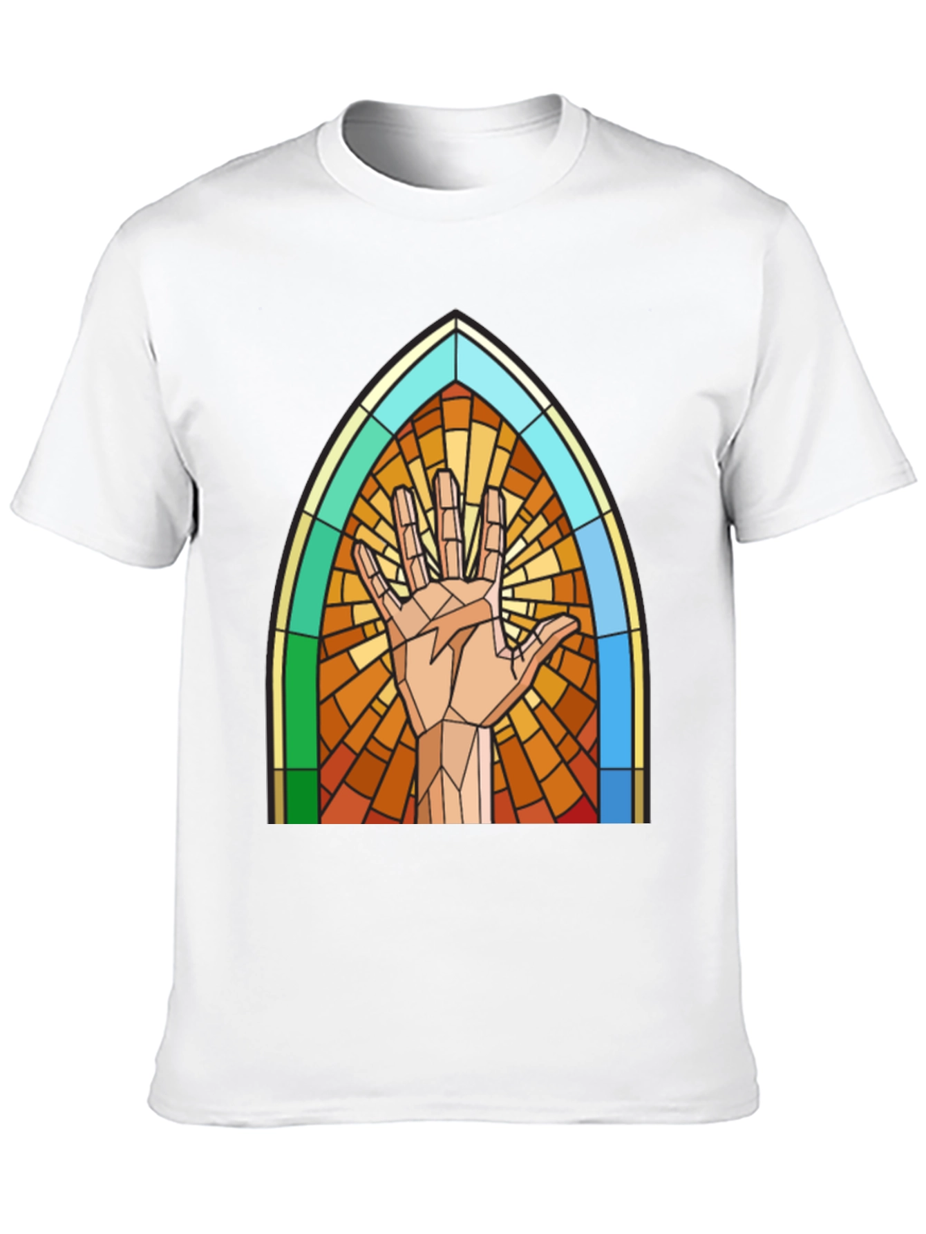 Stained Glass Hand Graphic Tee - Unique Design