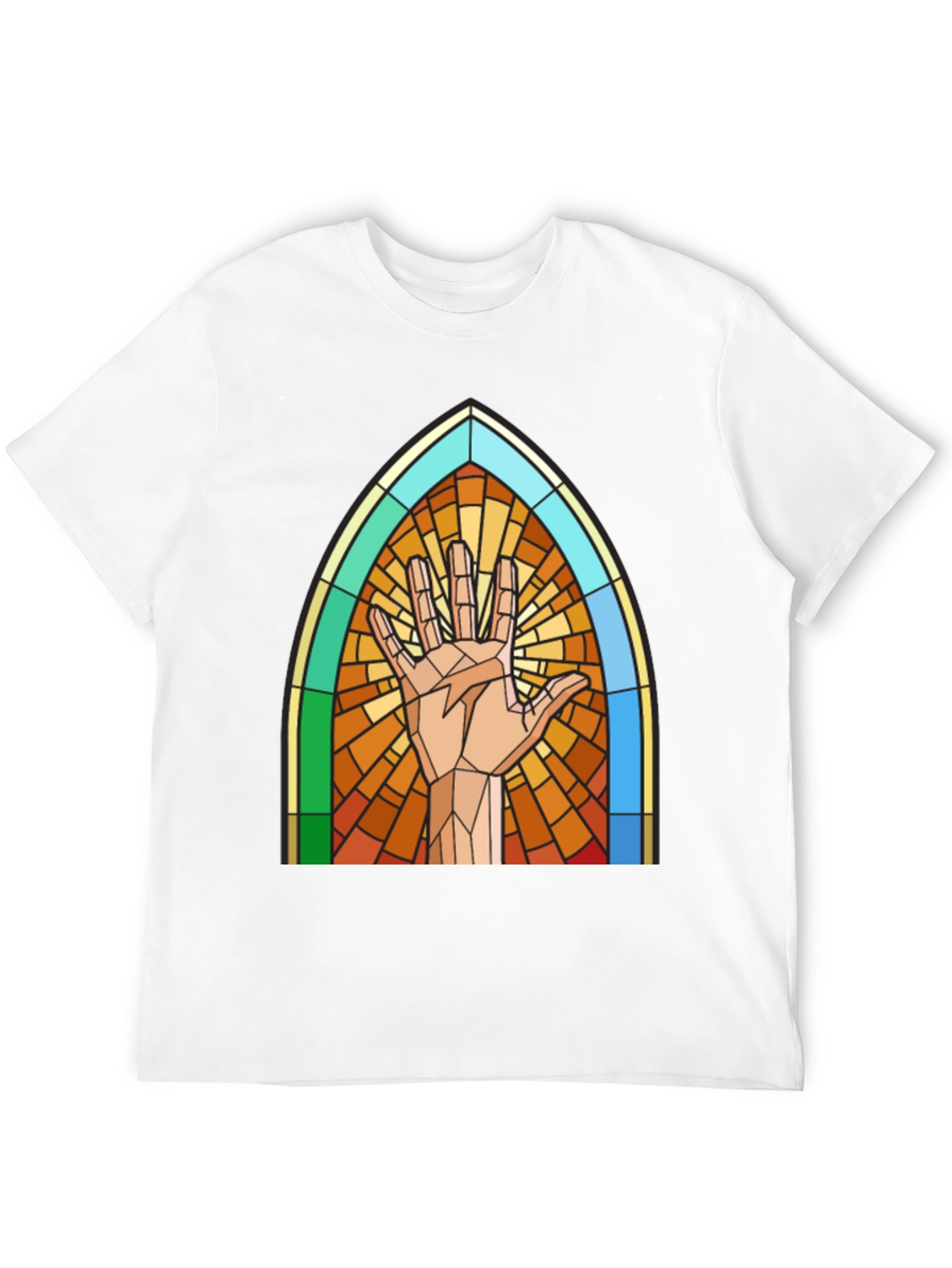 Stained Glass Hand Graphic Tee - Unique Design