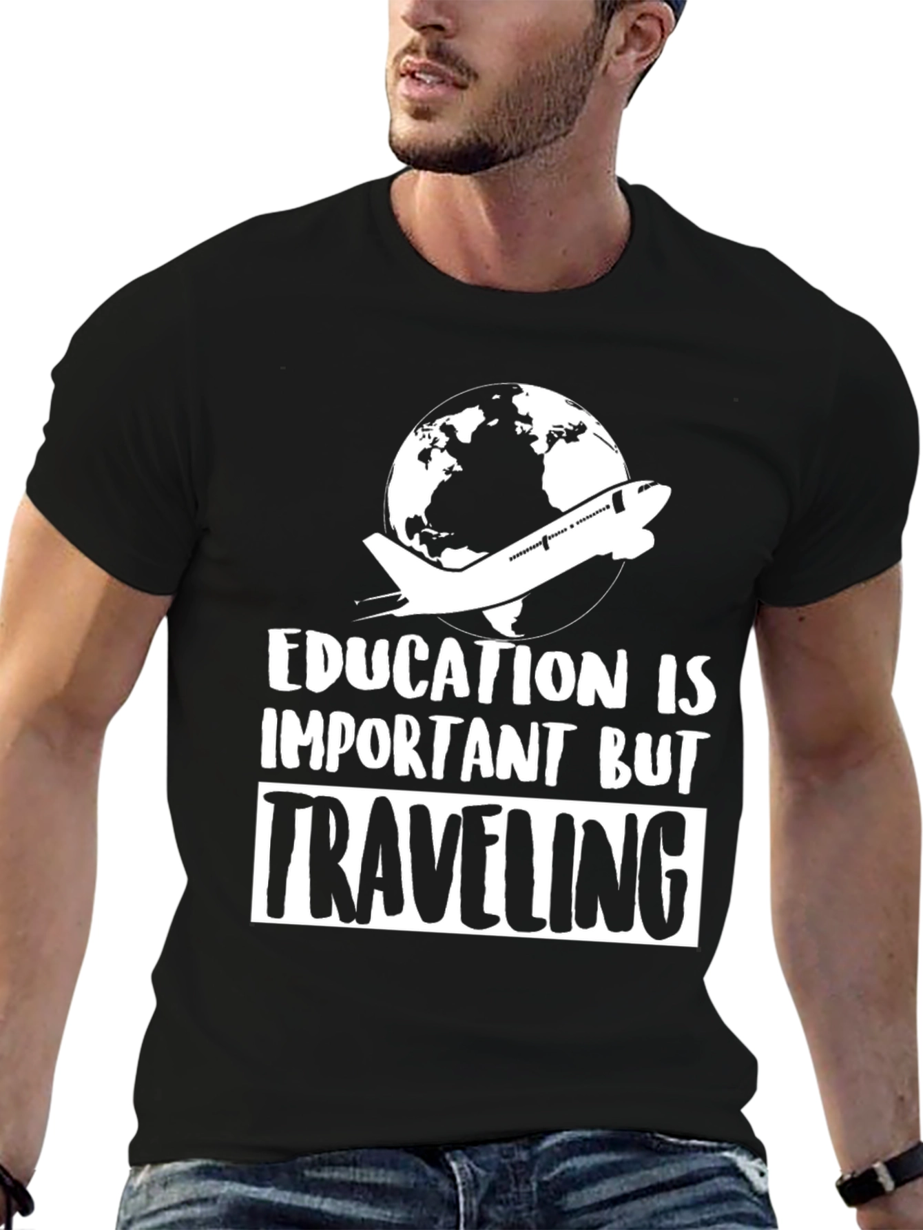 Education vs Traveling Graphic T-Shirt