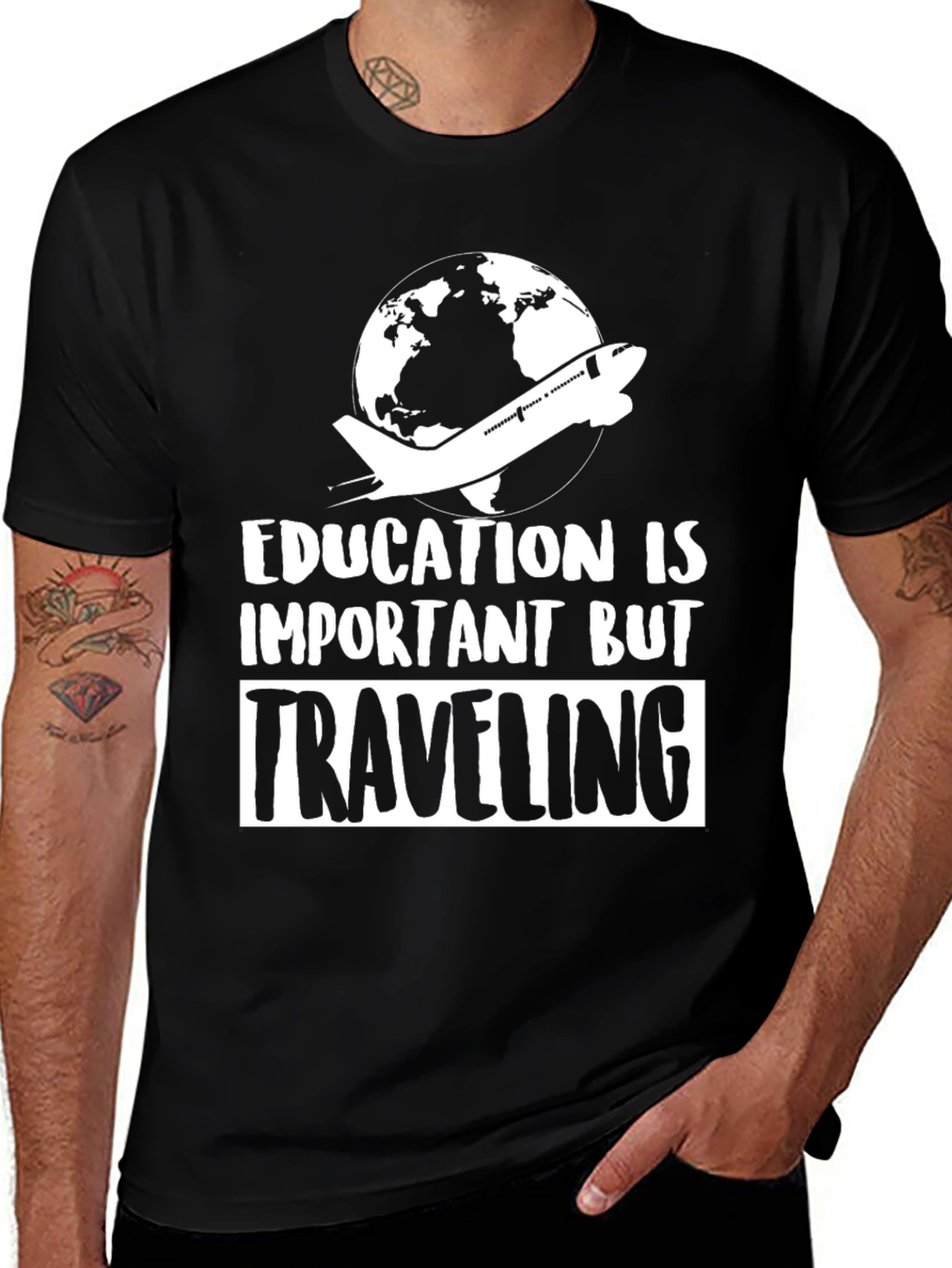 Education vs Traveling Graphic T-Shirt