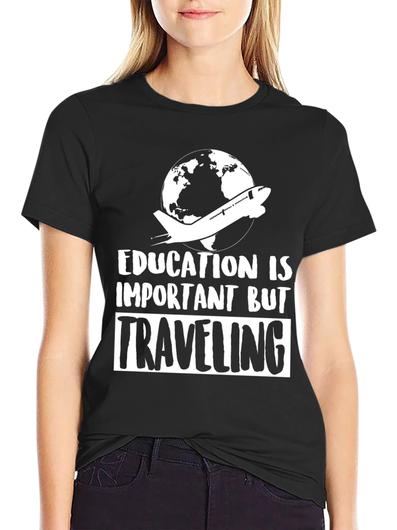 Education vs Traveling Graphic T-Shirt