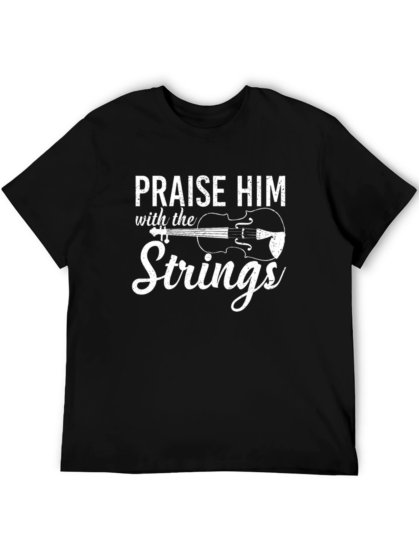 Praise Him Strings Graphic Tee - Black Cotton T-Shirt