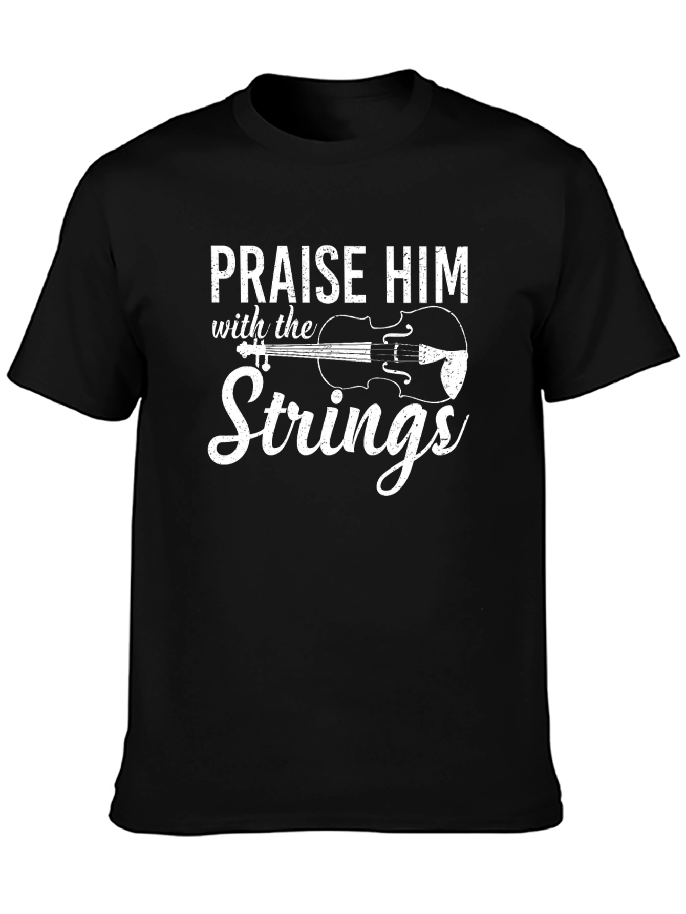 Praise Him Strings Graphic Tee - Black Cotton T-Shirt