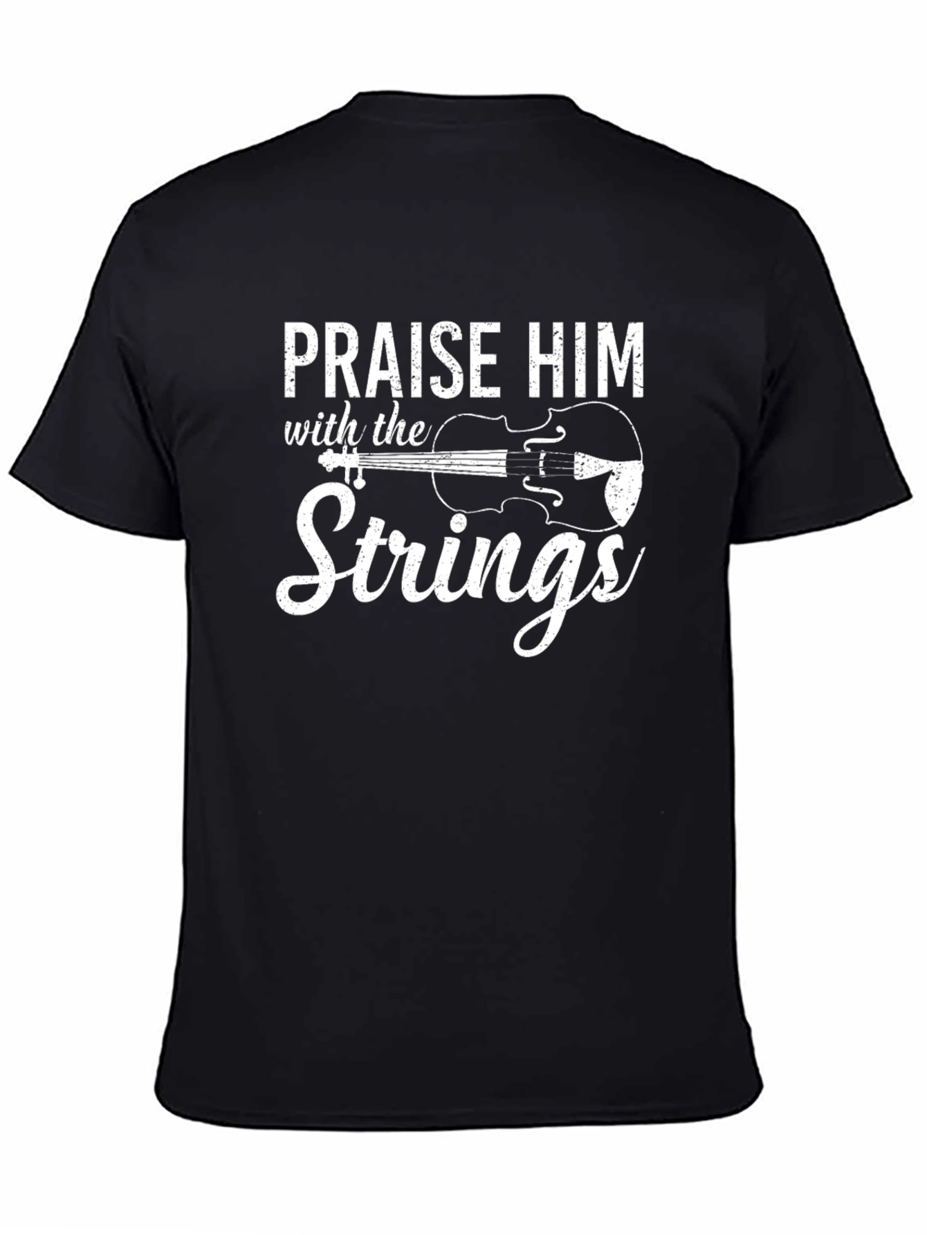 Praise Him Strings Graphic Tee - Black Cotton T-Shirt