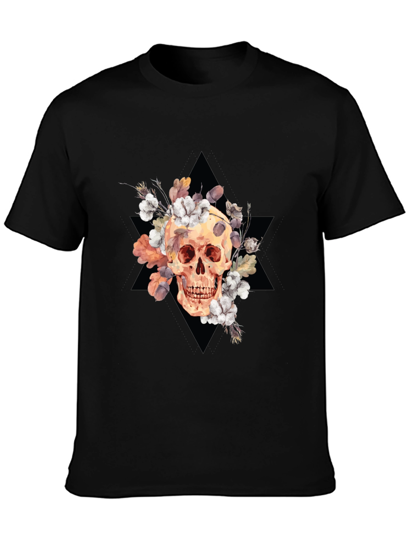 Floral Skull Graphic Tee - Edgy Style
