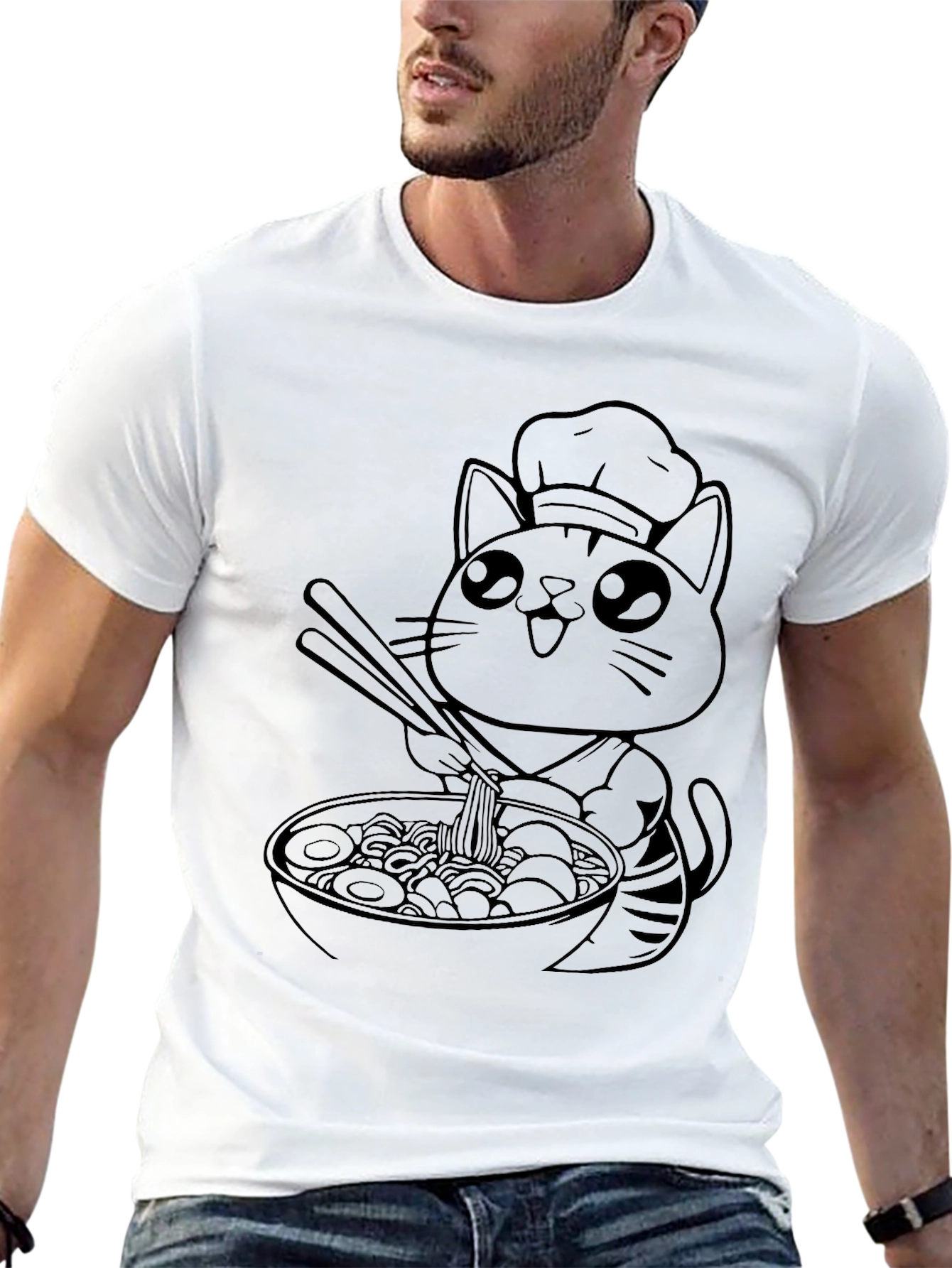 Ramen Cat Chef T-Shirt - Cute Anime Design