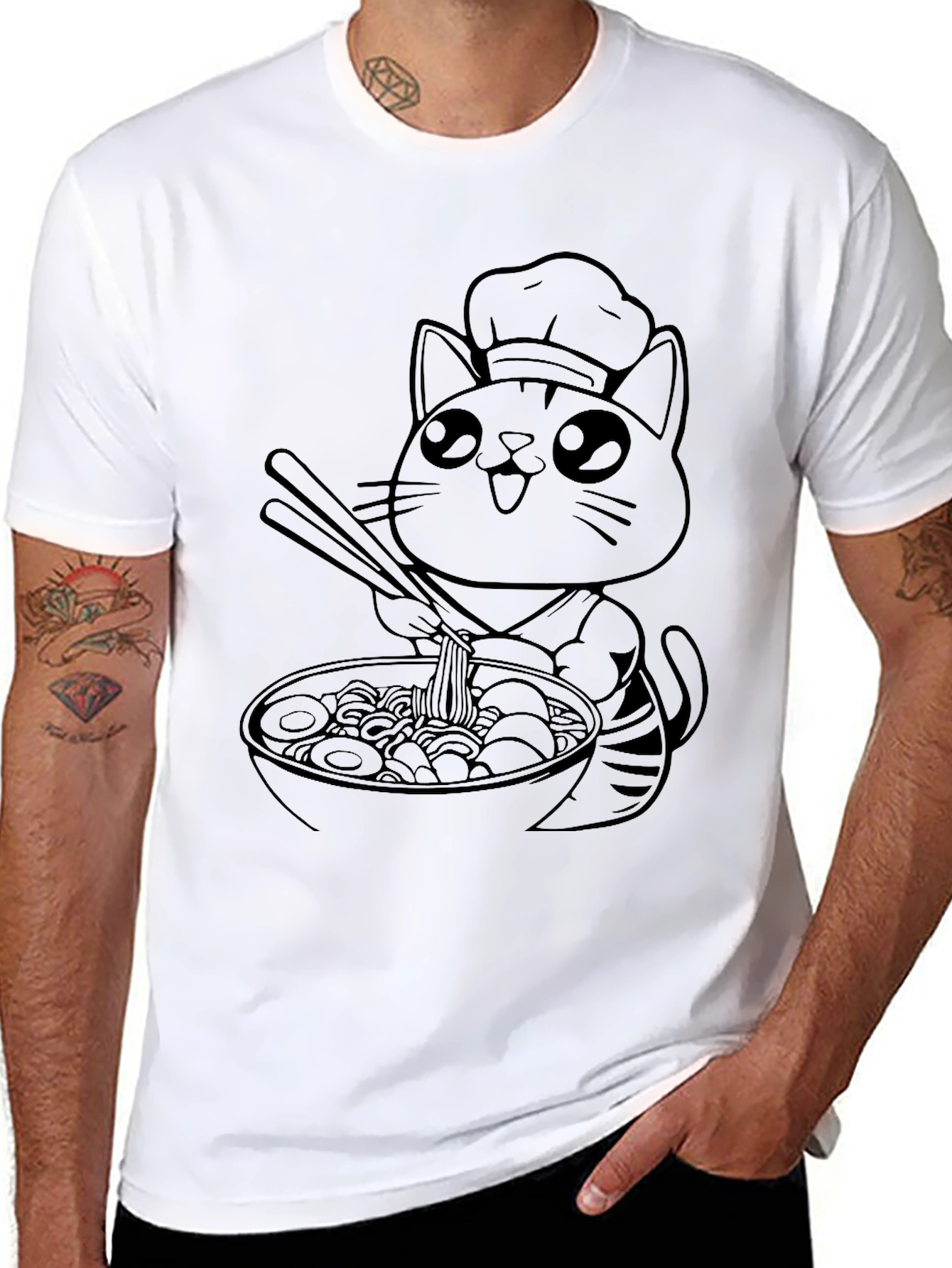 Ramen Cat Chef T-Shirt - Cute Anime Design