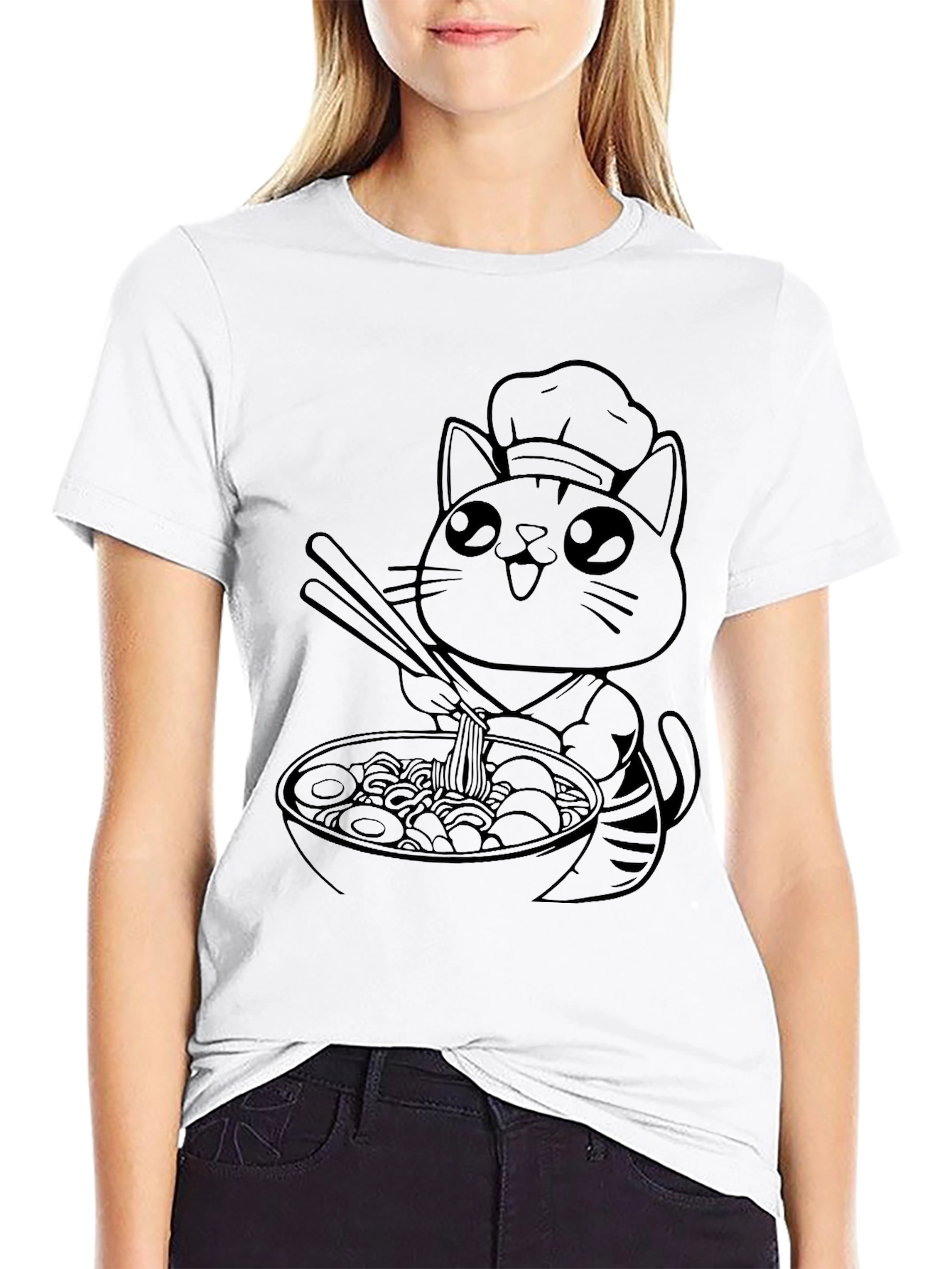 Ramen Cat Chef T-Shirt - Cute Anime Design