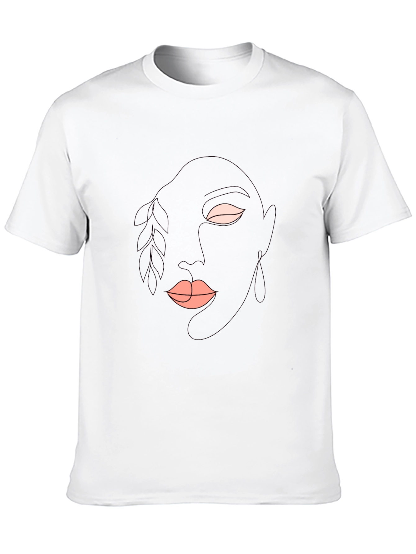 Abstract Face Line Art Black T-Shirt