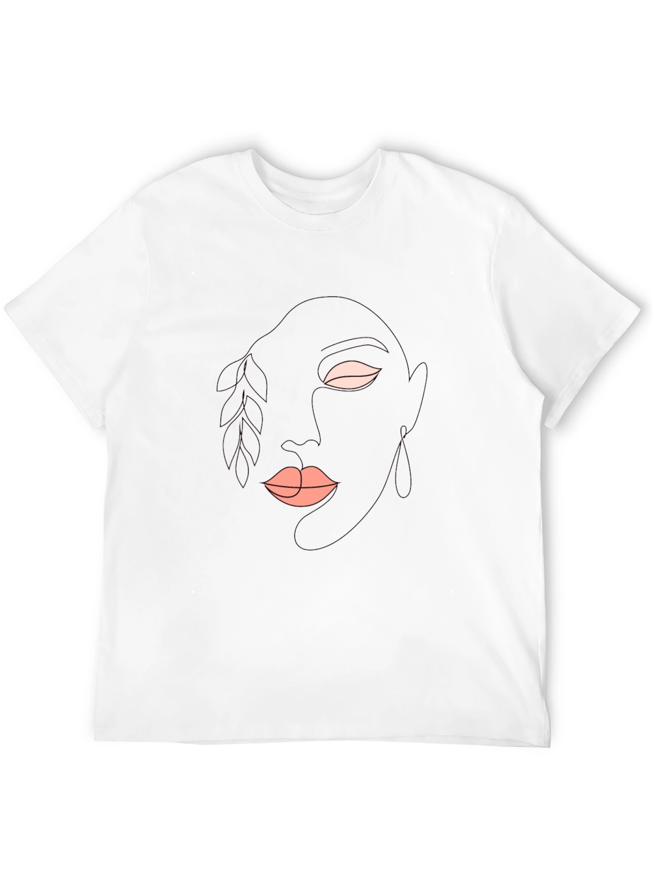 Abstract Face Line Art Black T-Shirt