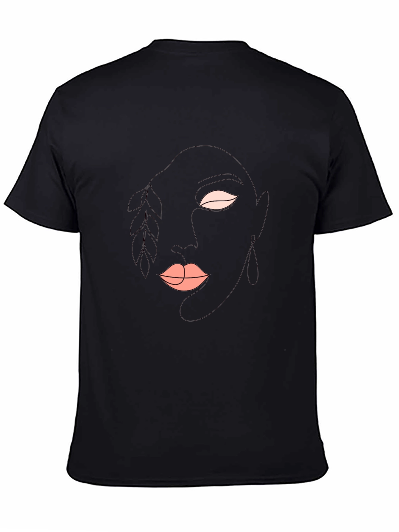 Abstract Face Line Art Black T-Shirt
