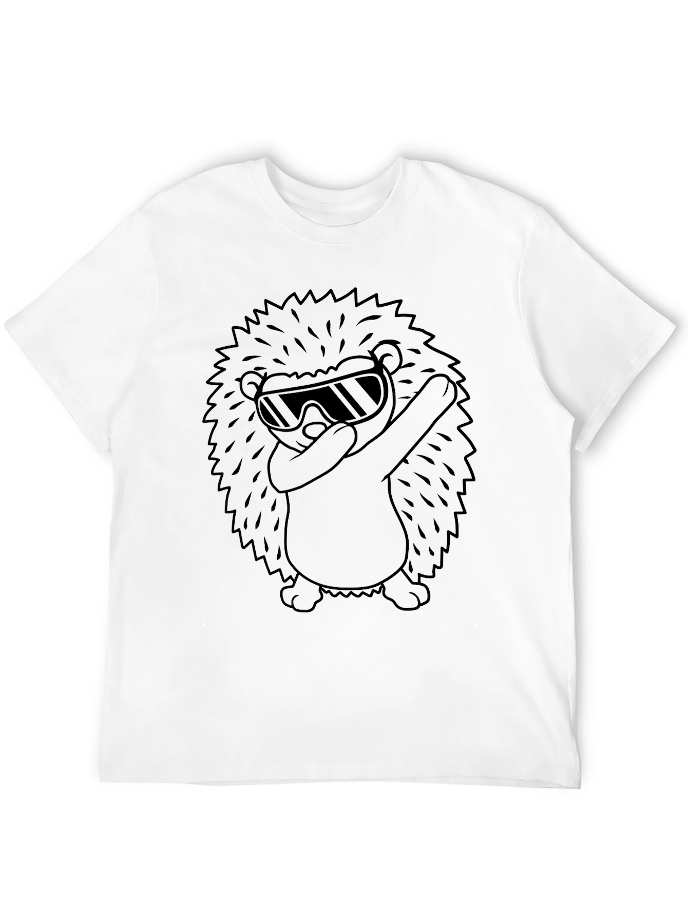 Cool Hedgehog Dabbing Graphic Tee - Black Cotton T-Shirt