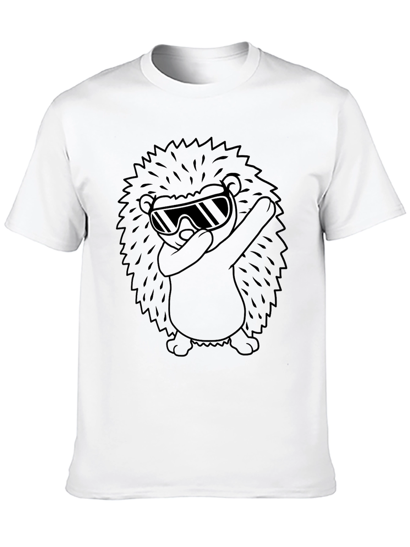 Cool Hedgehog Dabbing Graphic Tee - Black Cotton T-Shirt