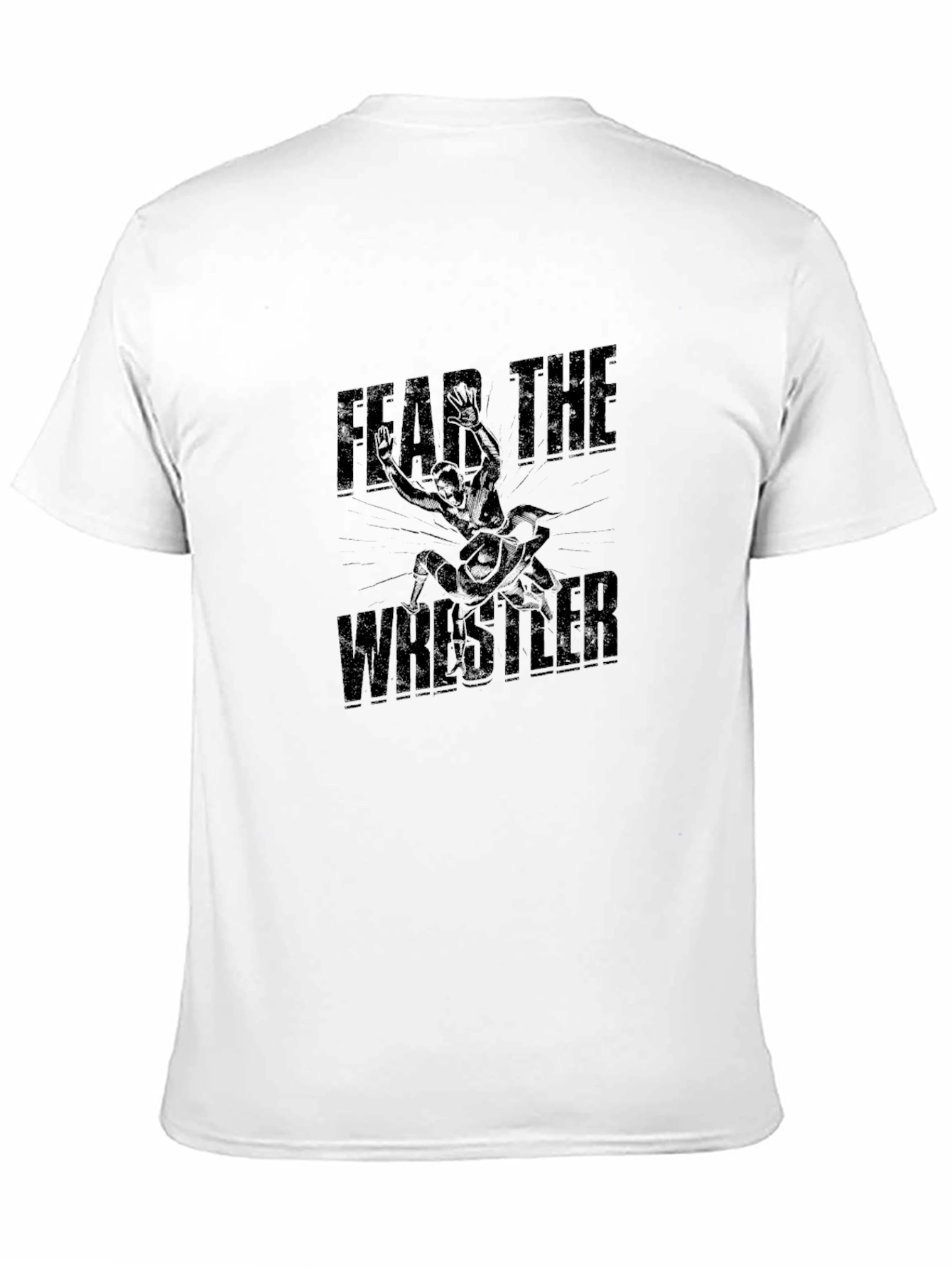 Fear The Wrestler Graphic Print Black T-Shirt