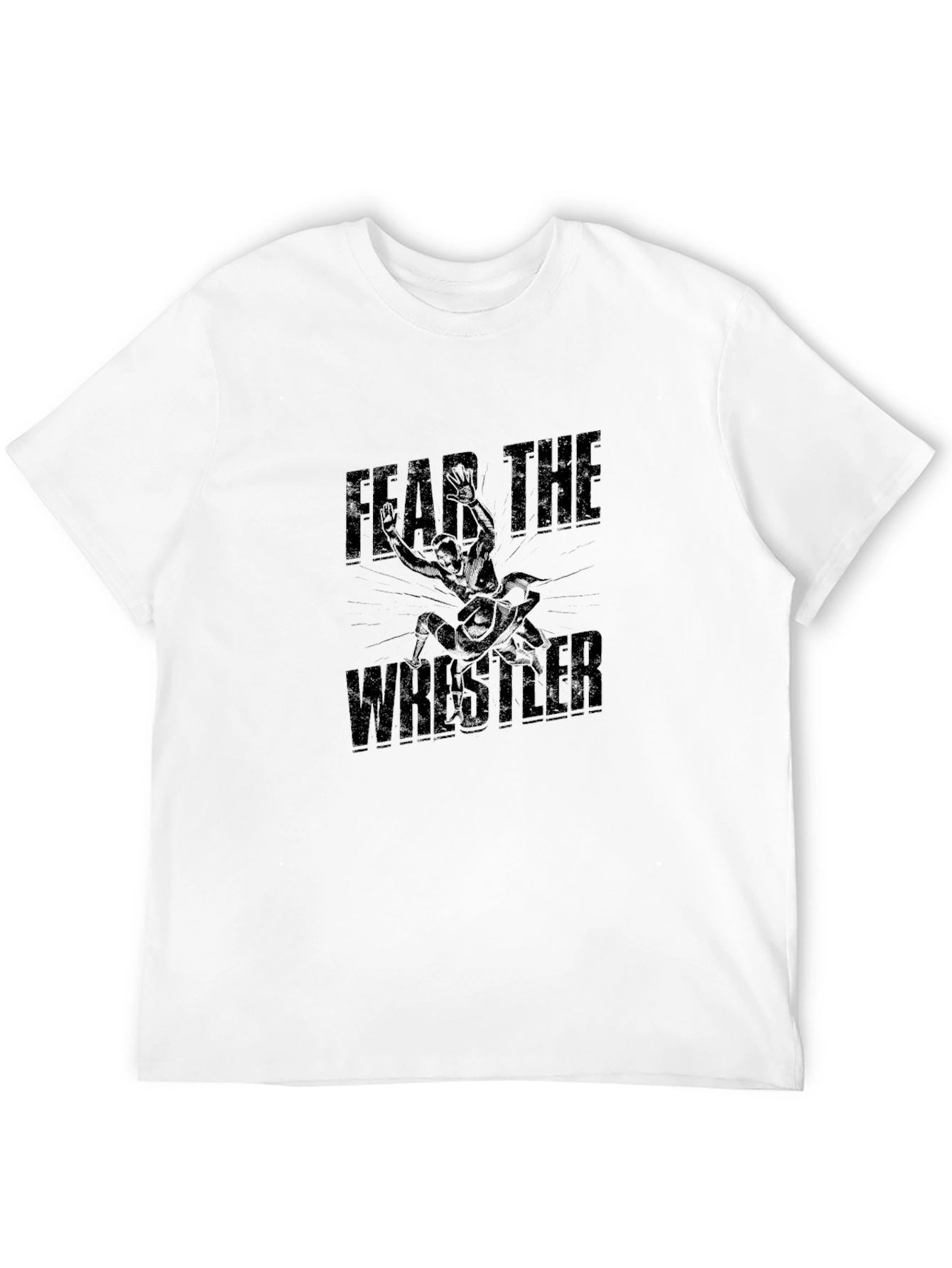 Fear The Wrestler Graphic Print Black T-Shirt