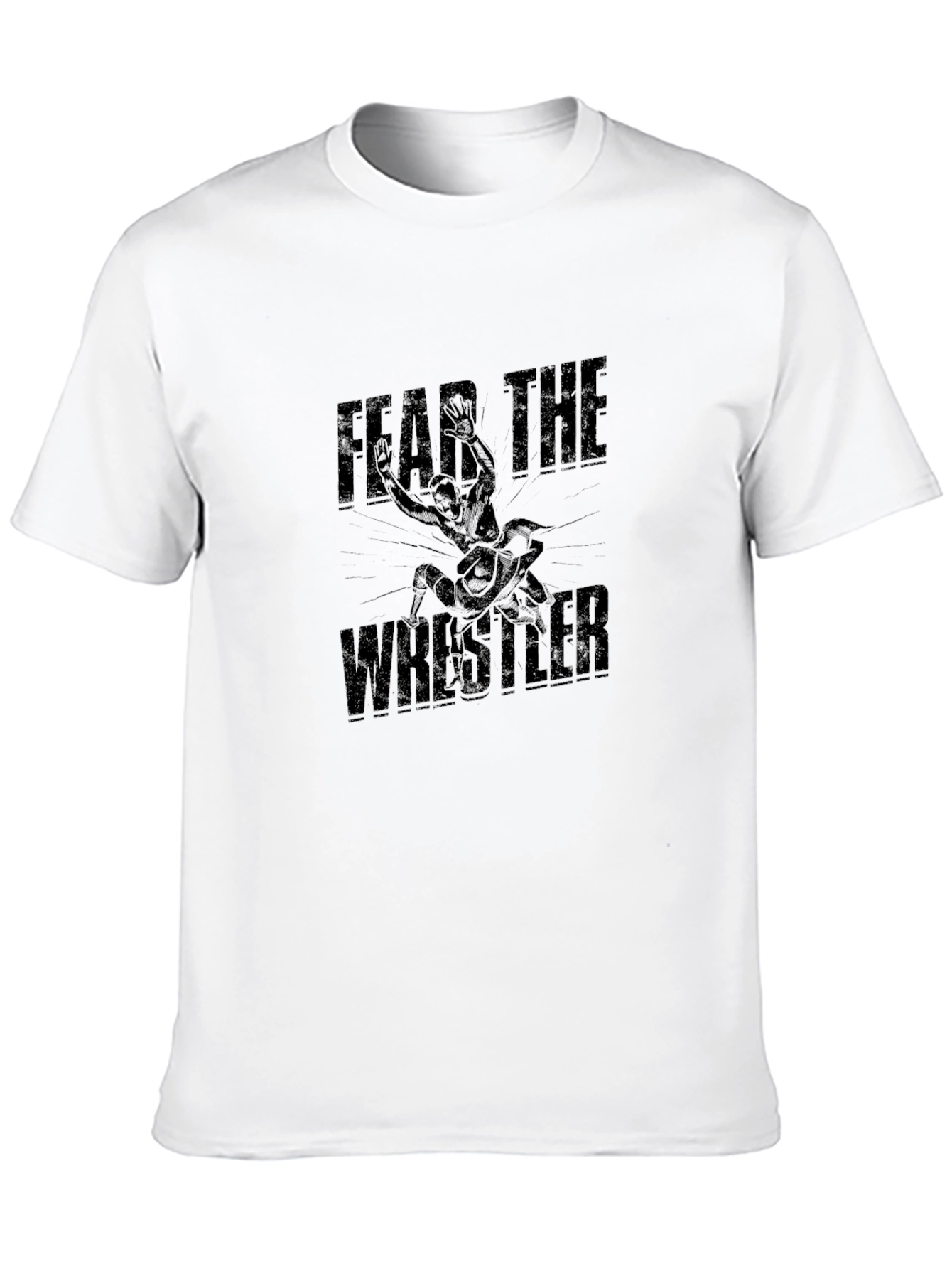 Fear The Wrestler Graphic Print Black T-Shirt