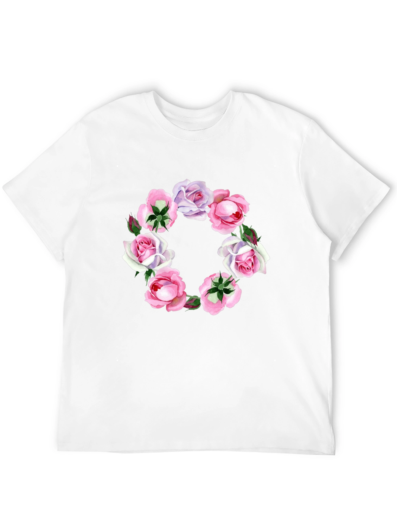 Floral Wreath Graphic Tee - Stylish Black T-Shirt