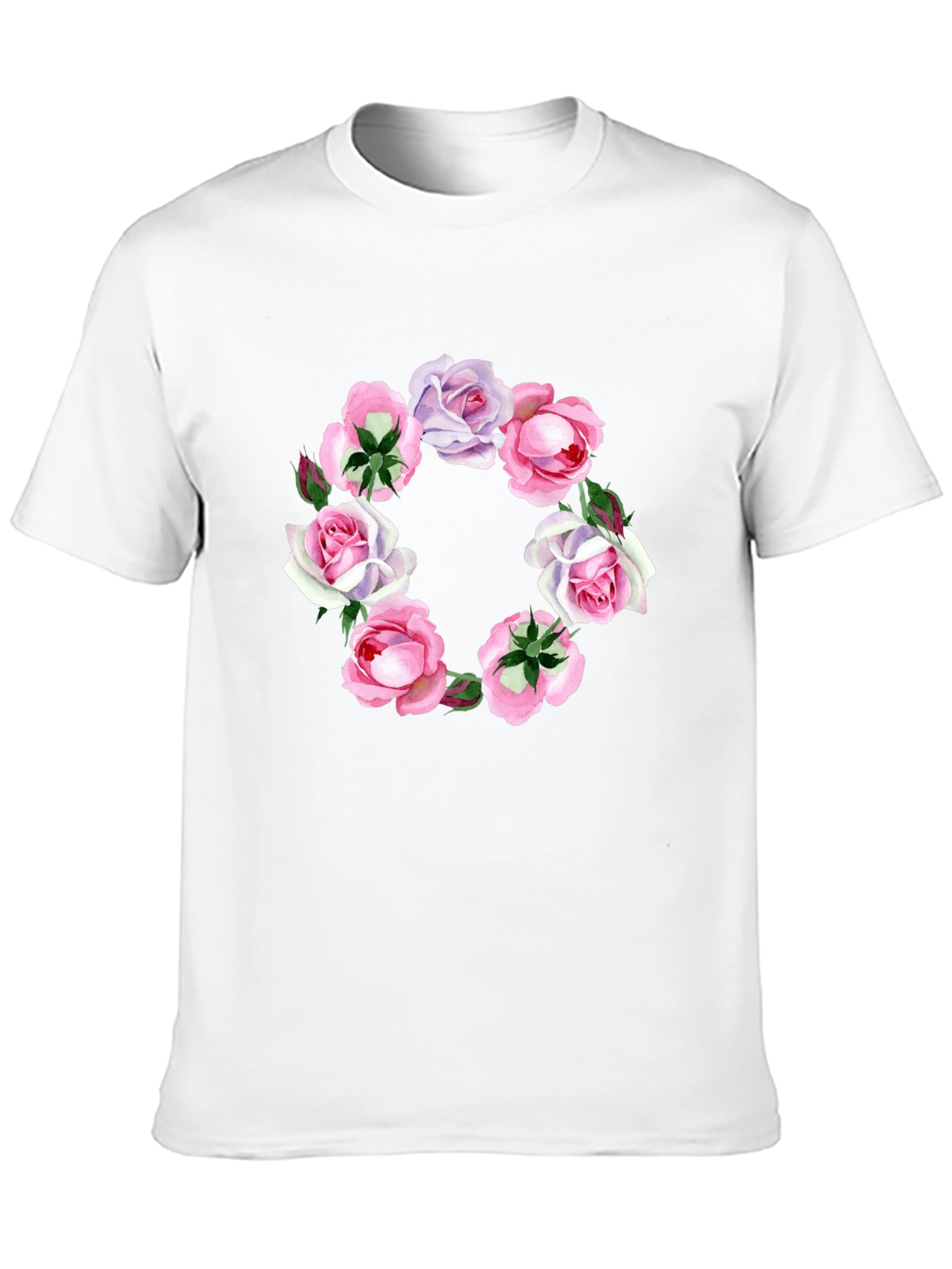 Floral Wreath Graphic Tee - Stylish Black T-Shirt