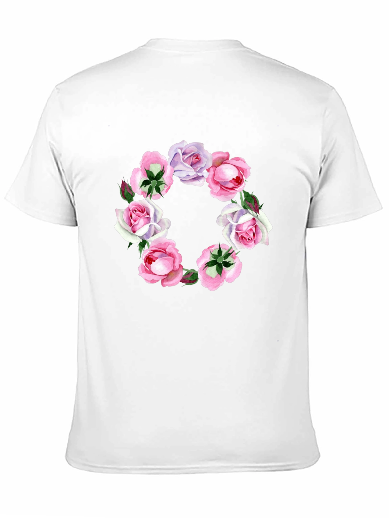 Floral Wreath Graphic Tee - Stylish Black T-Shirt