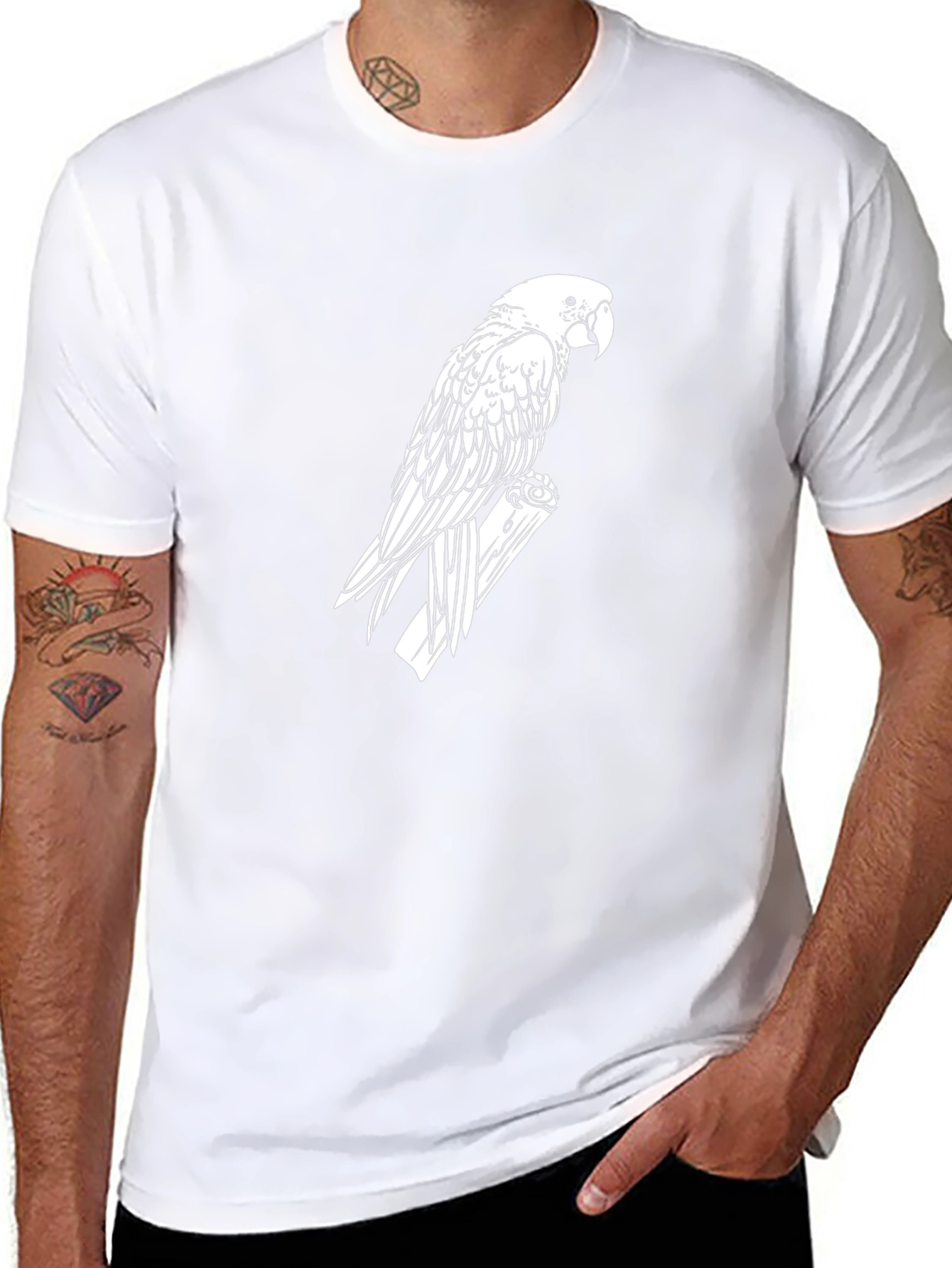 Parrot Graphic Tee - Black Cotton T-Shirt