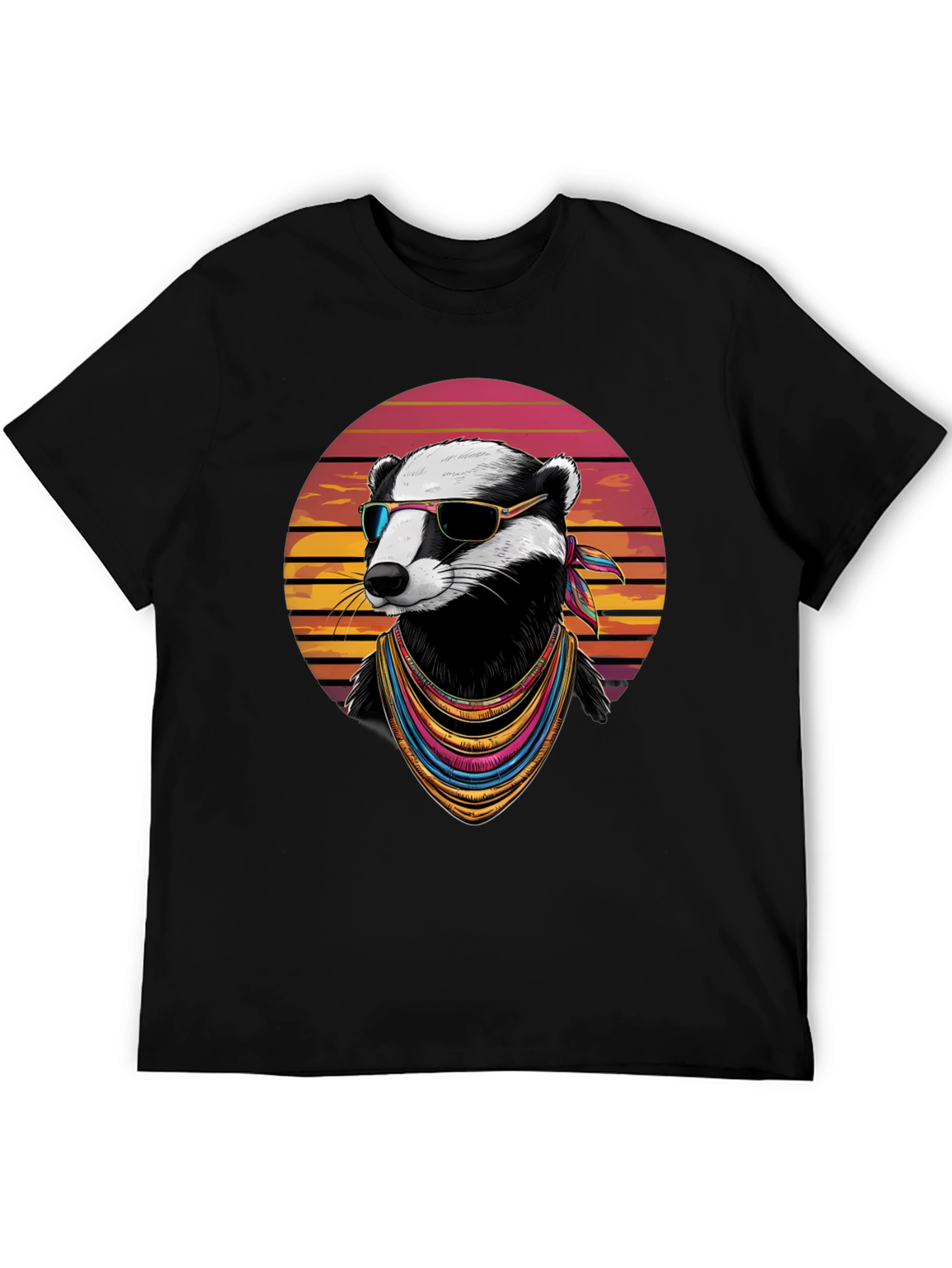 Cool Badger Graphic Tee - Retro Animal Shirt