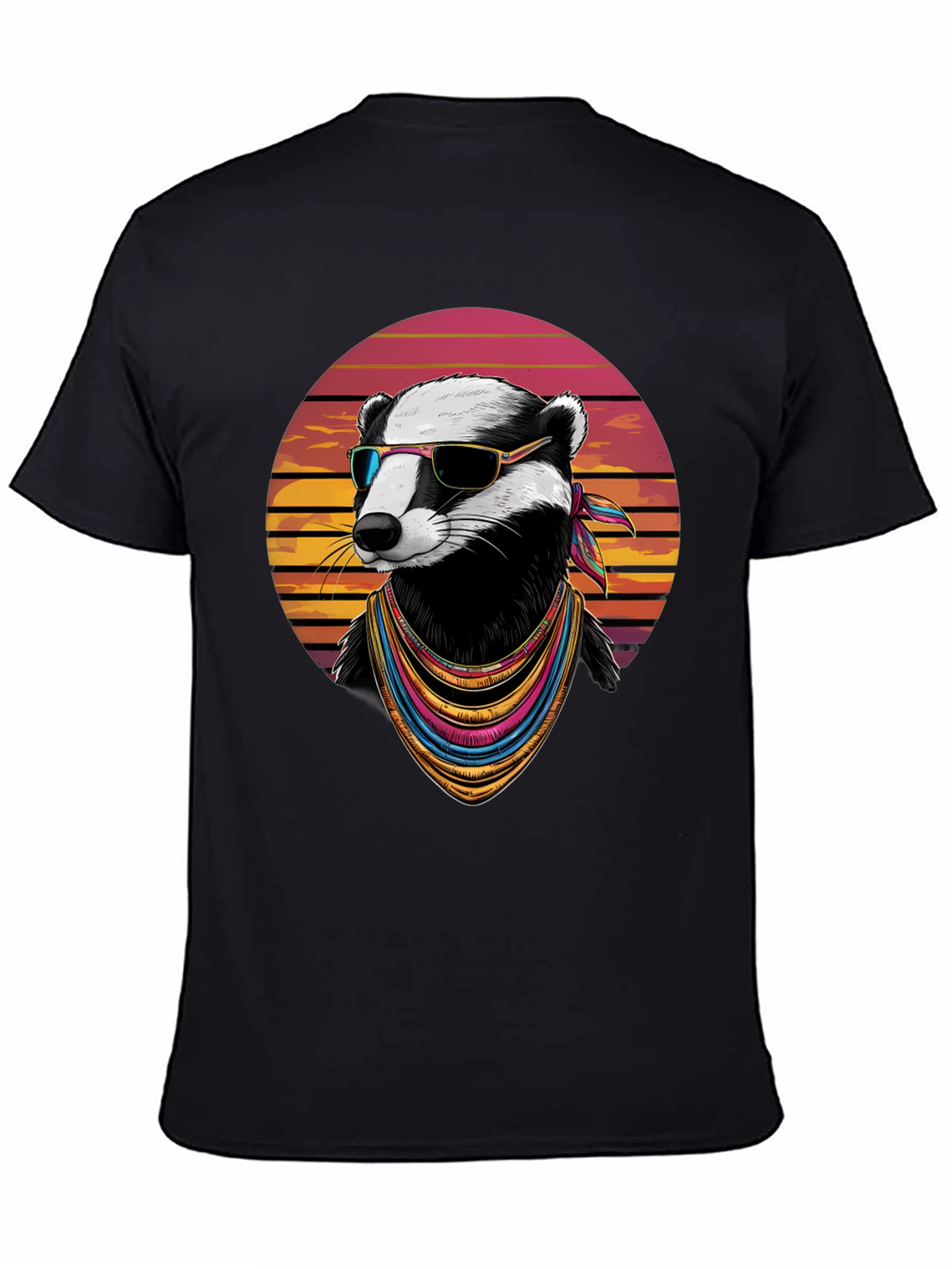 Cool Badger Graphic Tee - Retro Animal Shirt