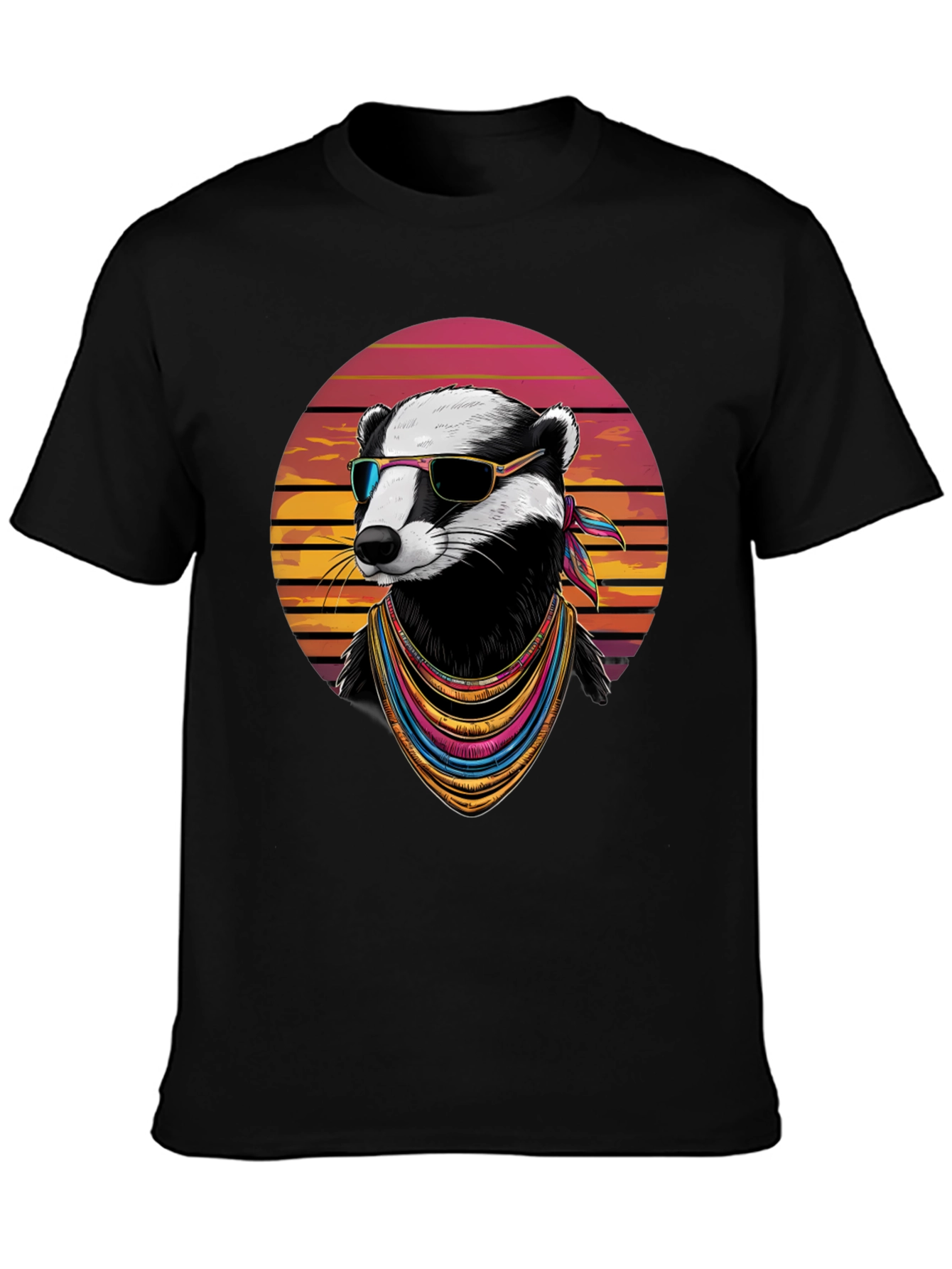 Cool Badger Graphic Tee - Retro Animal Shirt