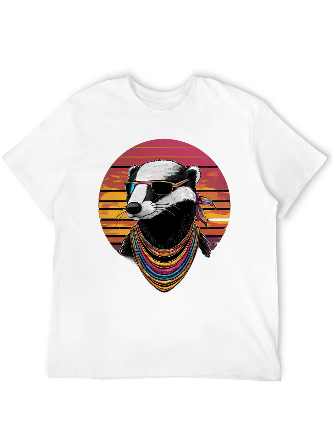 Cool Badger Graphic Tee - Retro Animal Shirt