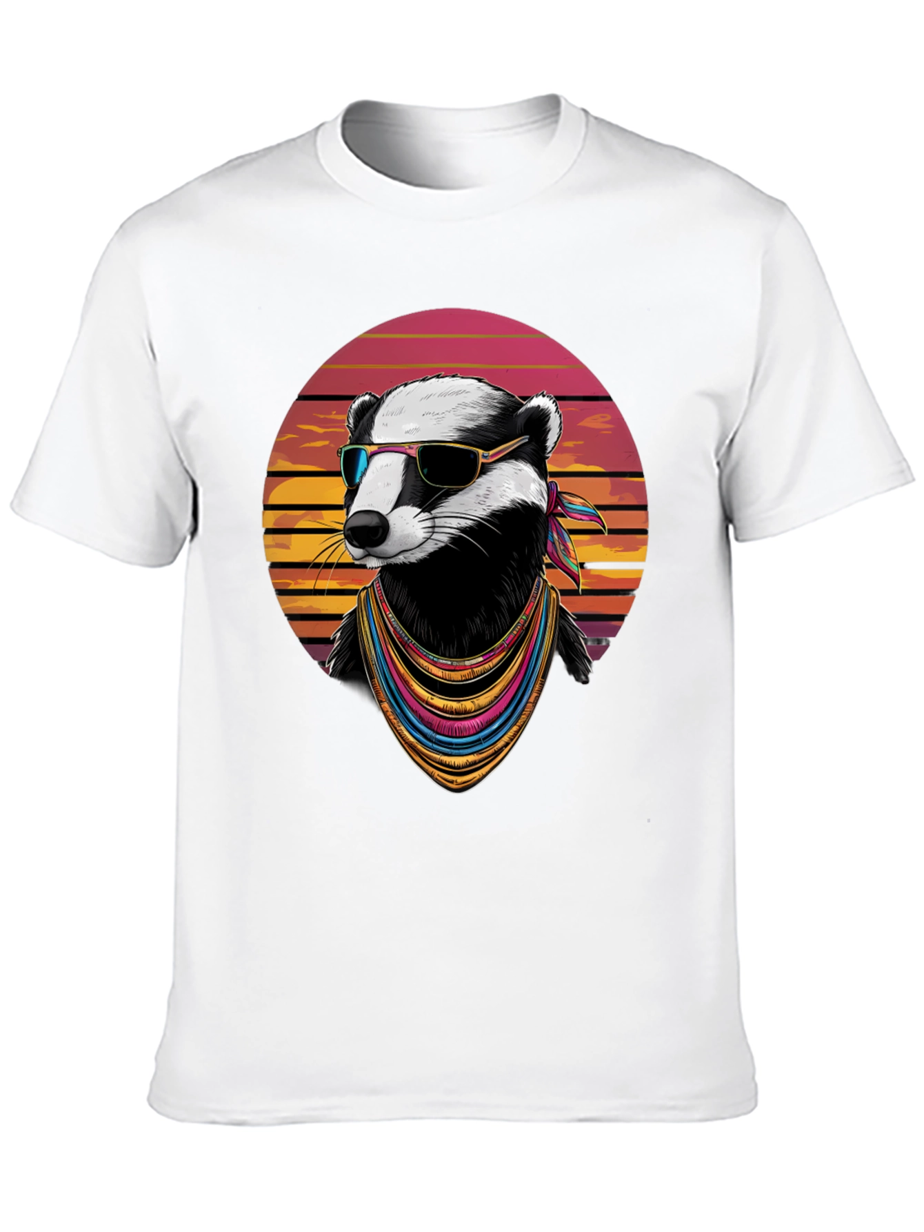 Cool Badger Graphic Tee - Retro Animal Shirt