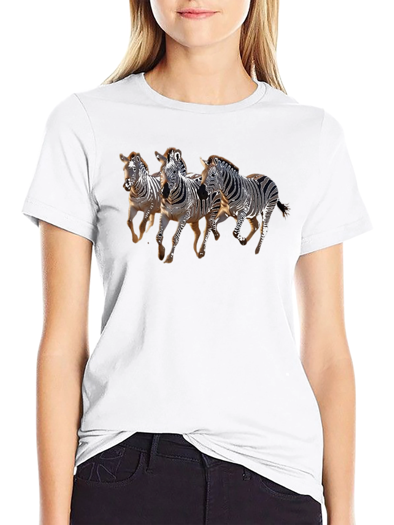 Zebra Print Graphic Tee - Black
