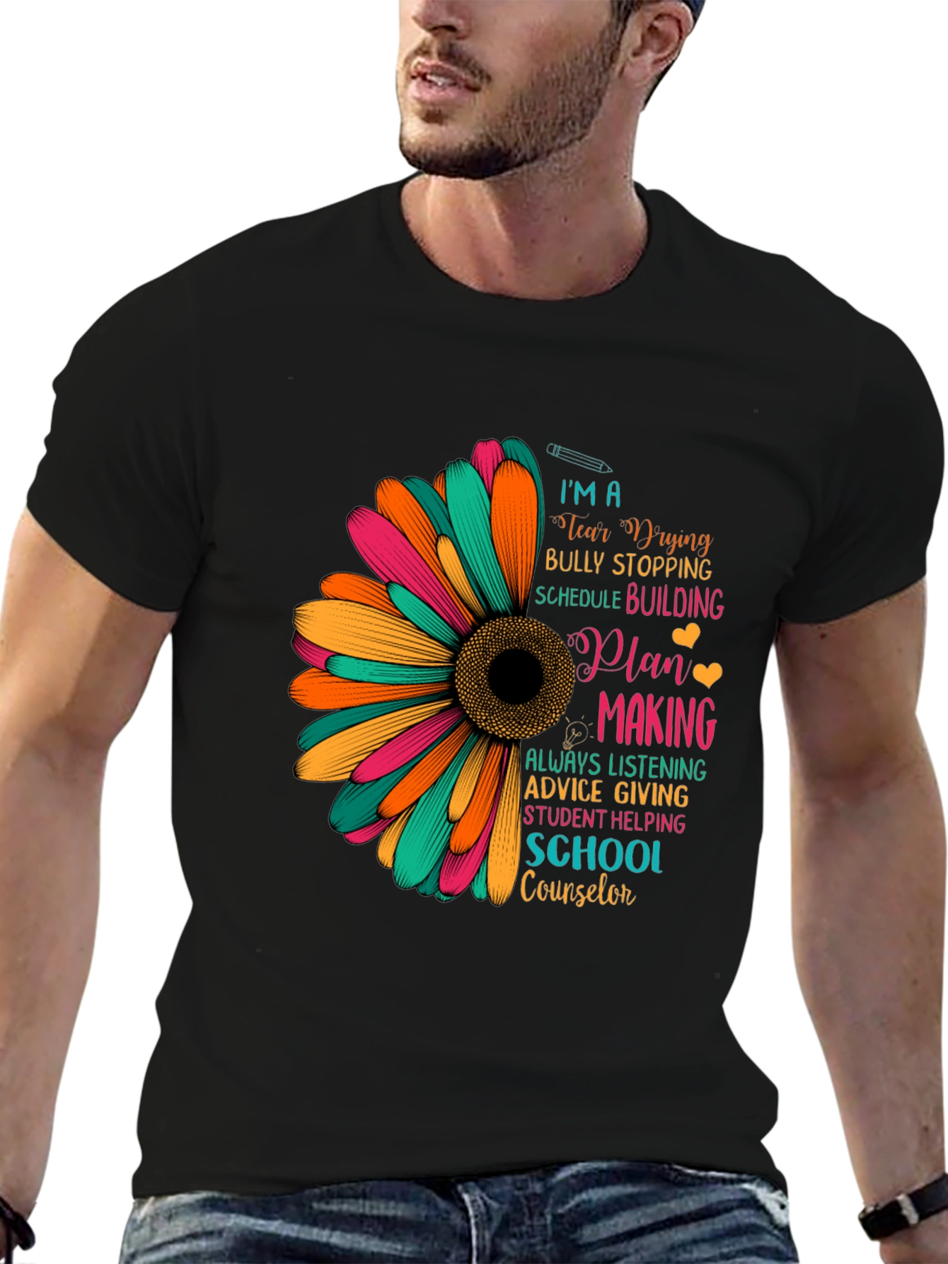 School Counselor Sunflower Graphic T-Shirt