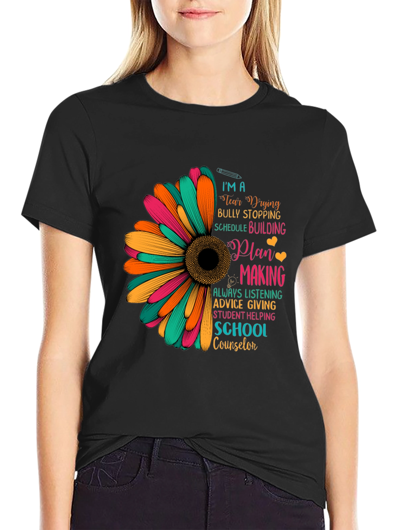 School Counselor Sunflower Graphic T-Shirt