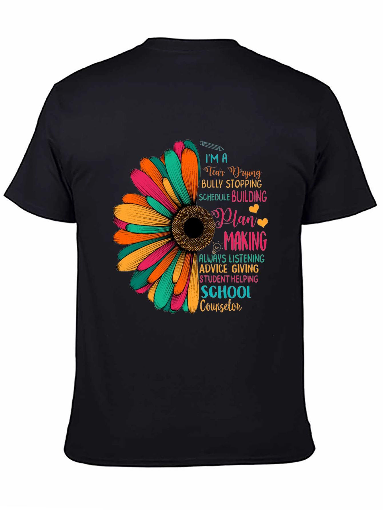 School Counselor Sunflower Graphic T-Shirt