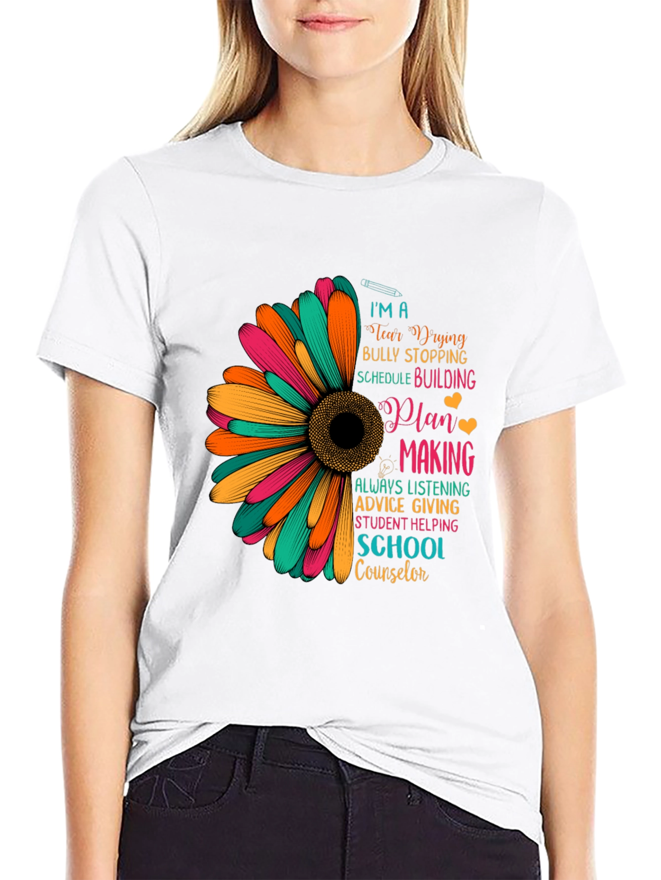 School Counselor Sunflower Graphic T-Shirt