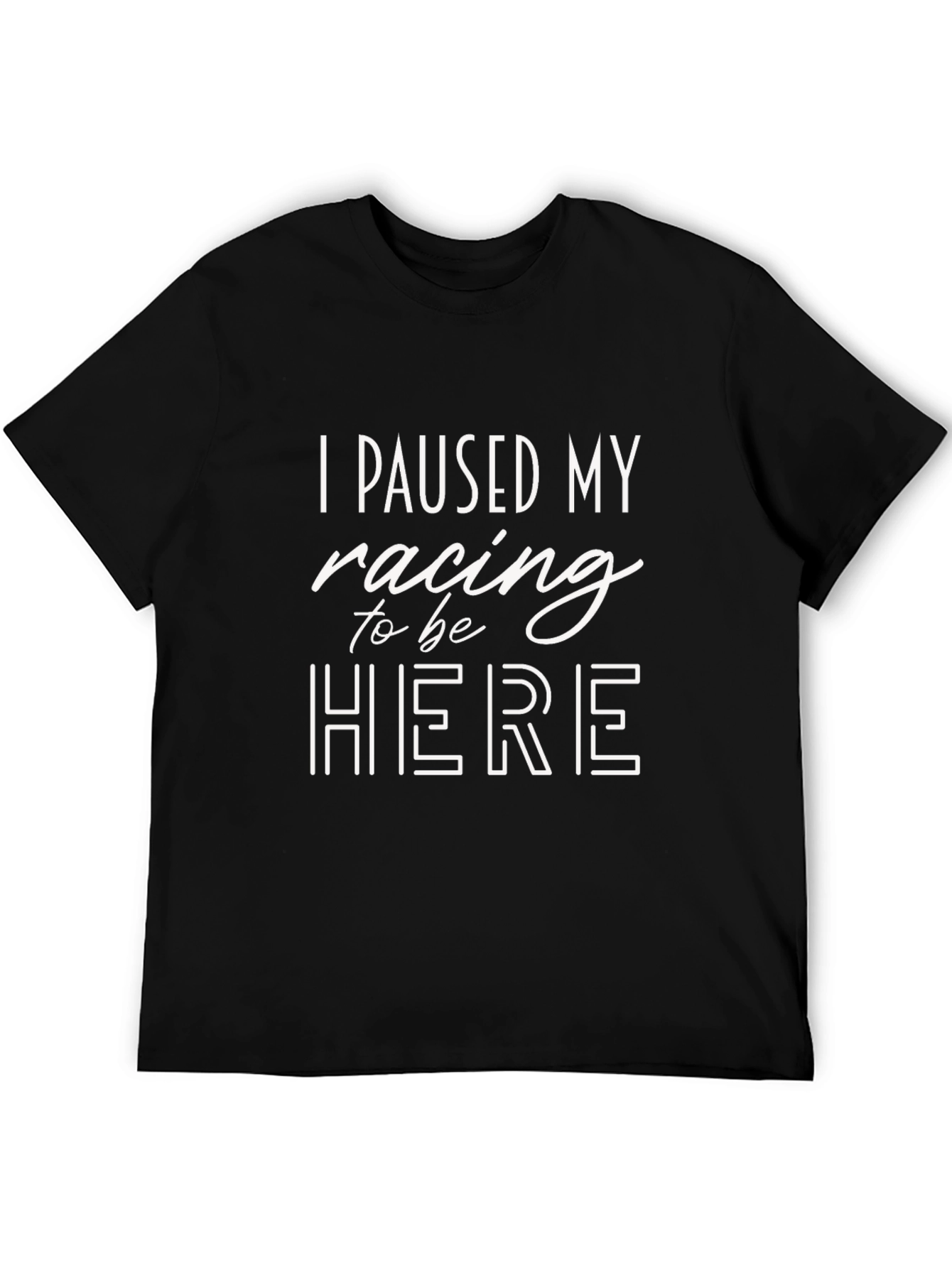 Paused My Racing Graphic Tee - Black Cotton T-Shirt