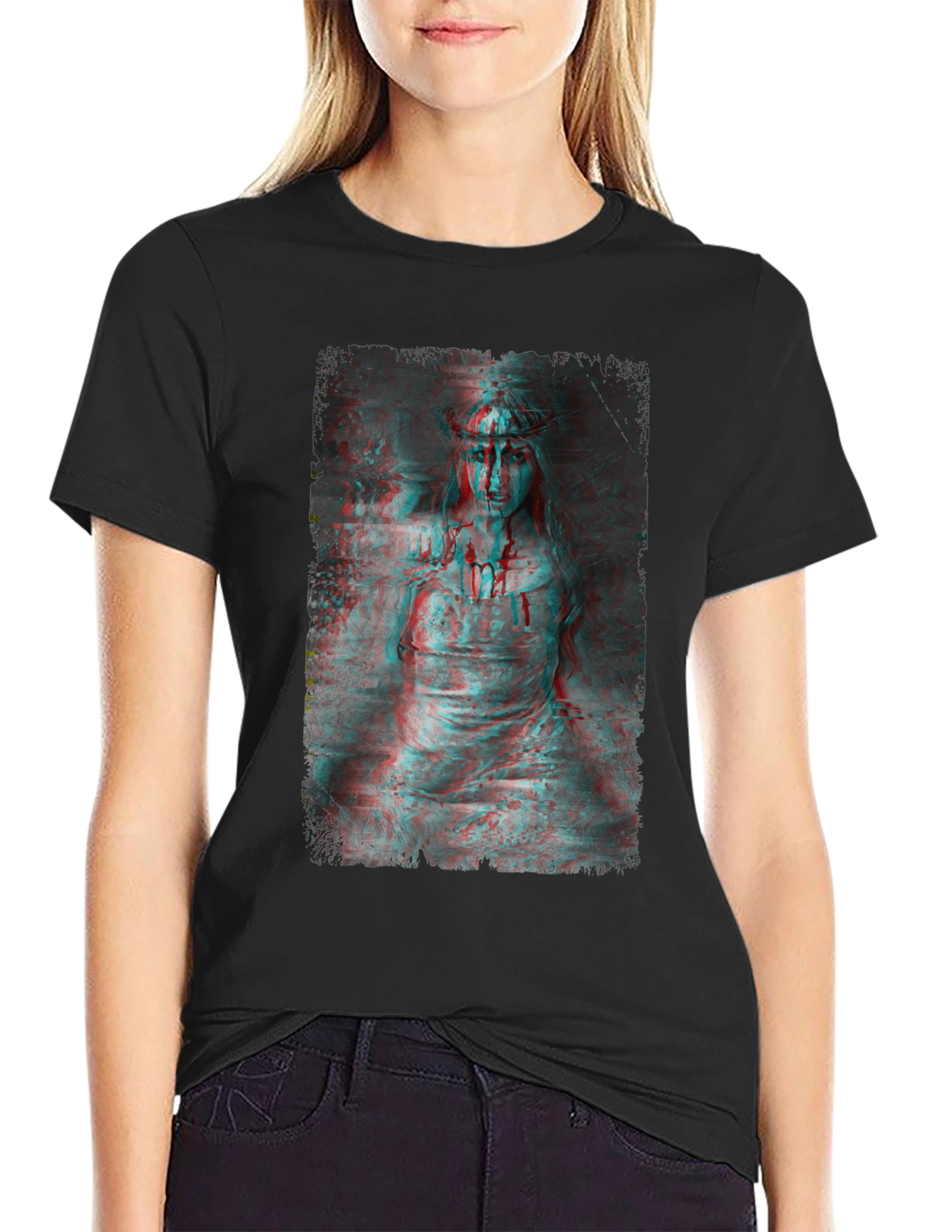 Gothic Horror 3D Graphic Print Black T-Shirt