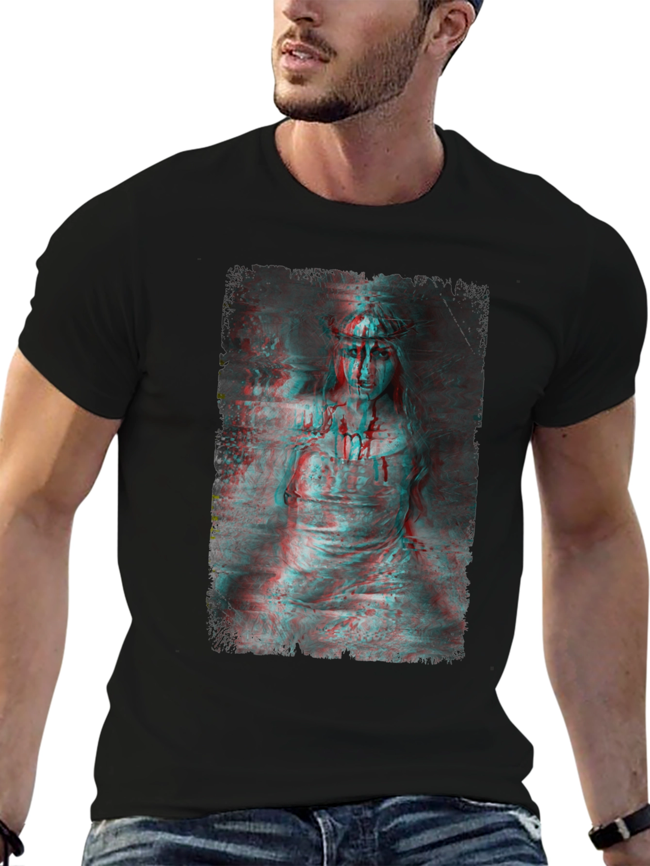 Gothic Horror 3D Graphic Print Black T-Shirt