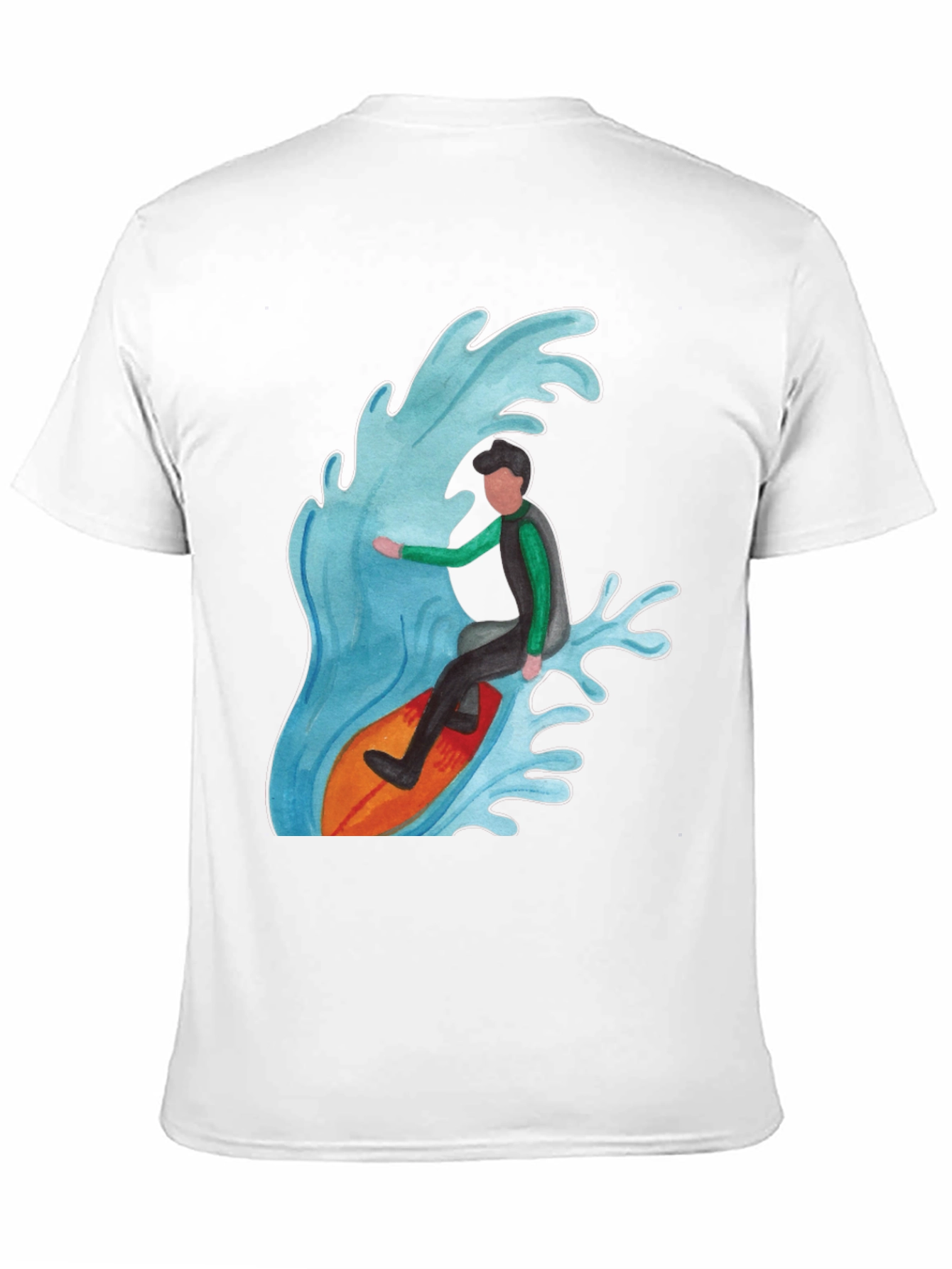 Surfer Wave Graphic Tee - Black Cotton Blend