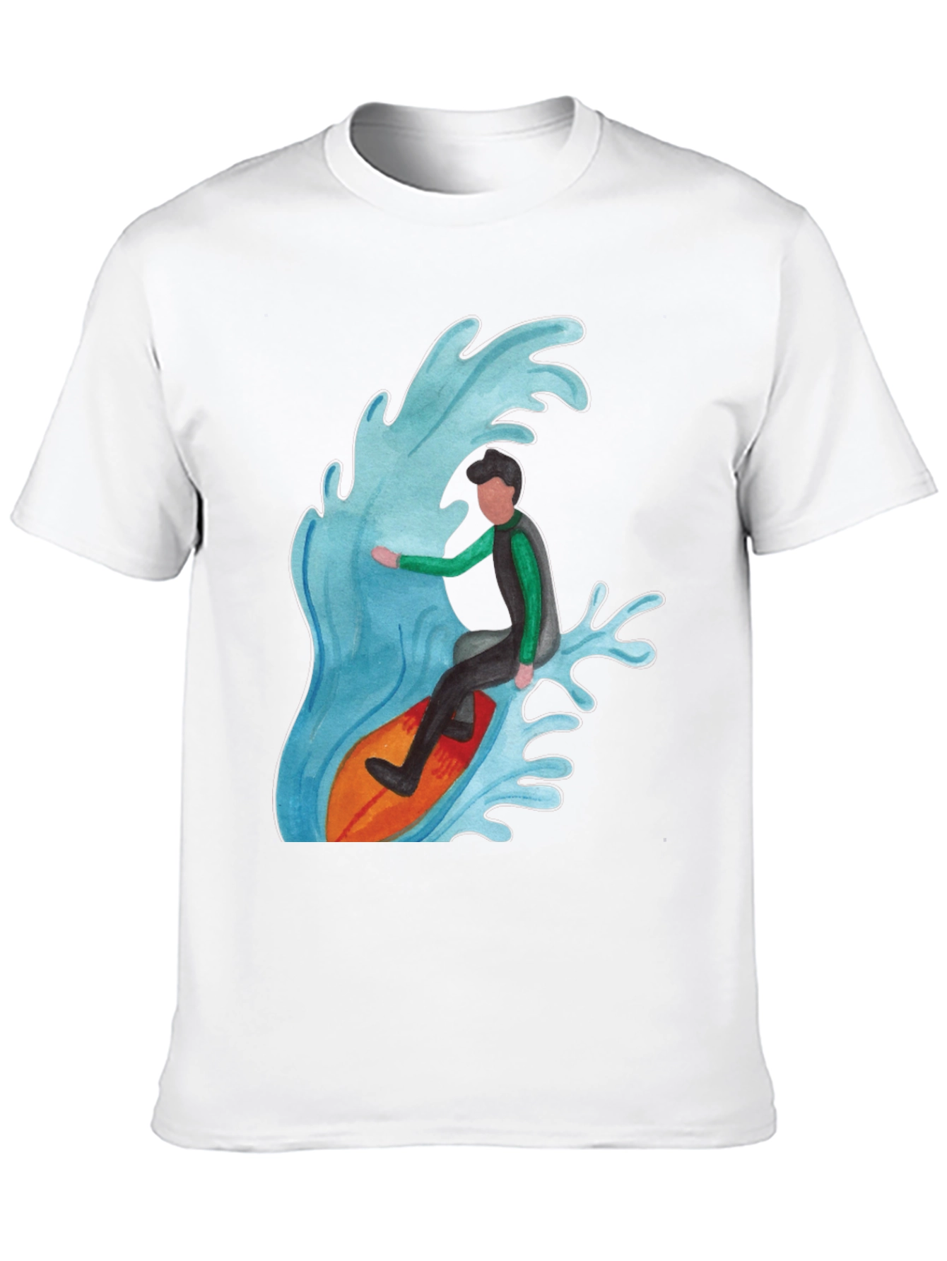 Surfer Wave Graphic Tee - Black Cotton Blend