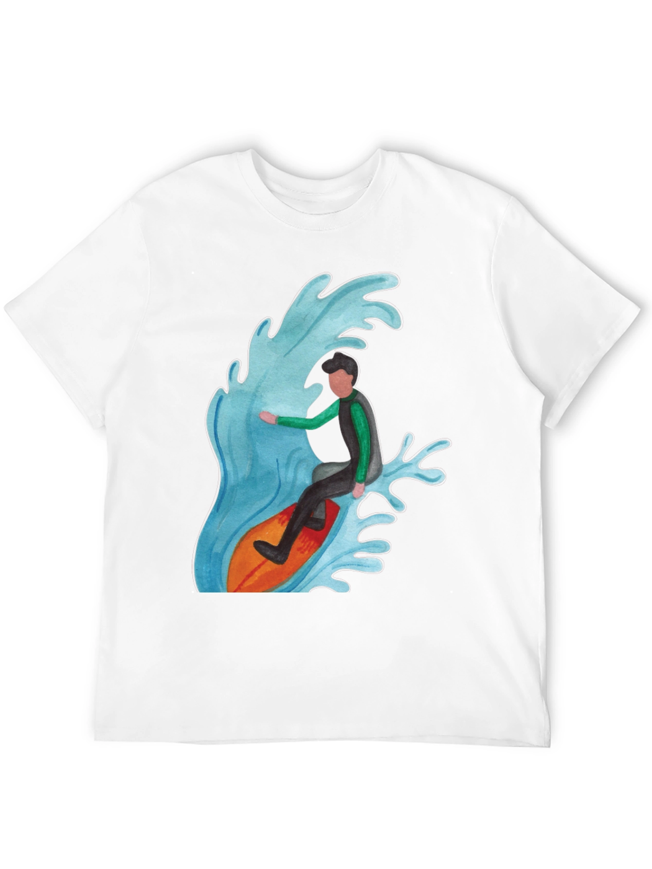 Surfer Wave Graphic Tee - Black Cotton Blend