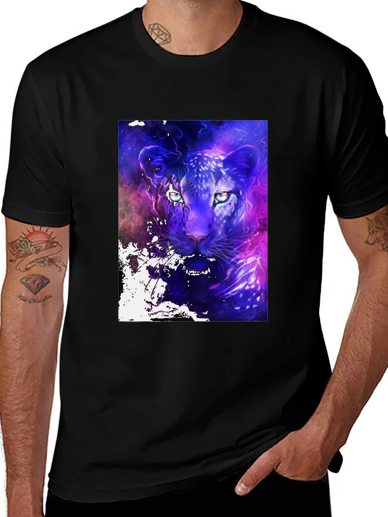 Galaxy Panther Graphic Tee - Cosmic Style