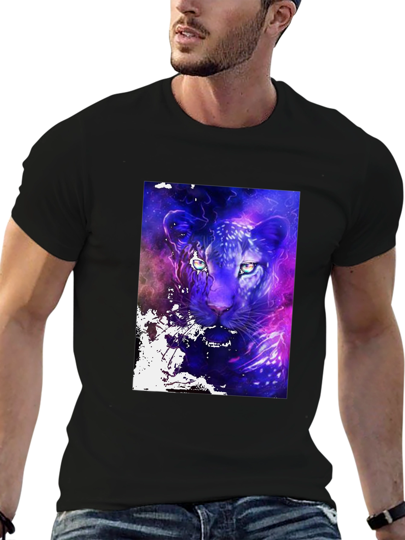 Galaxy Panther Graphic Tee - Cosmic Style