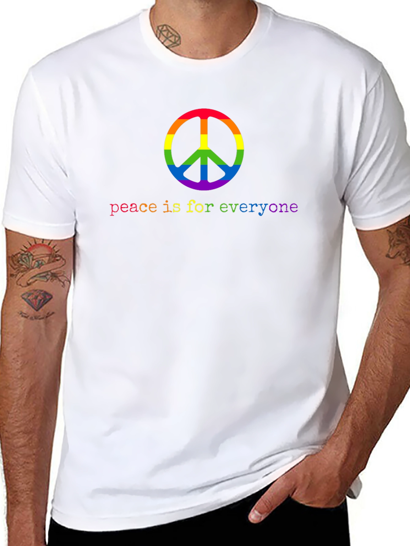 Peace for Everyone Rainbow Graphic Tee