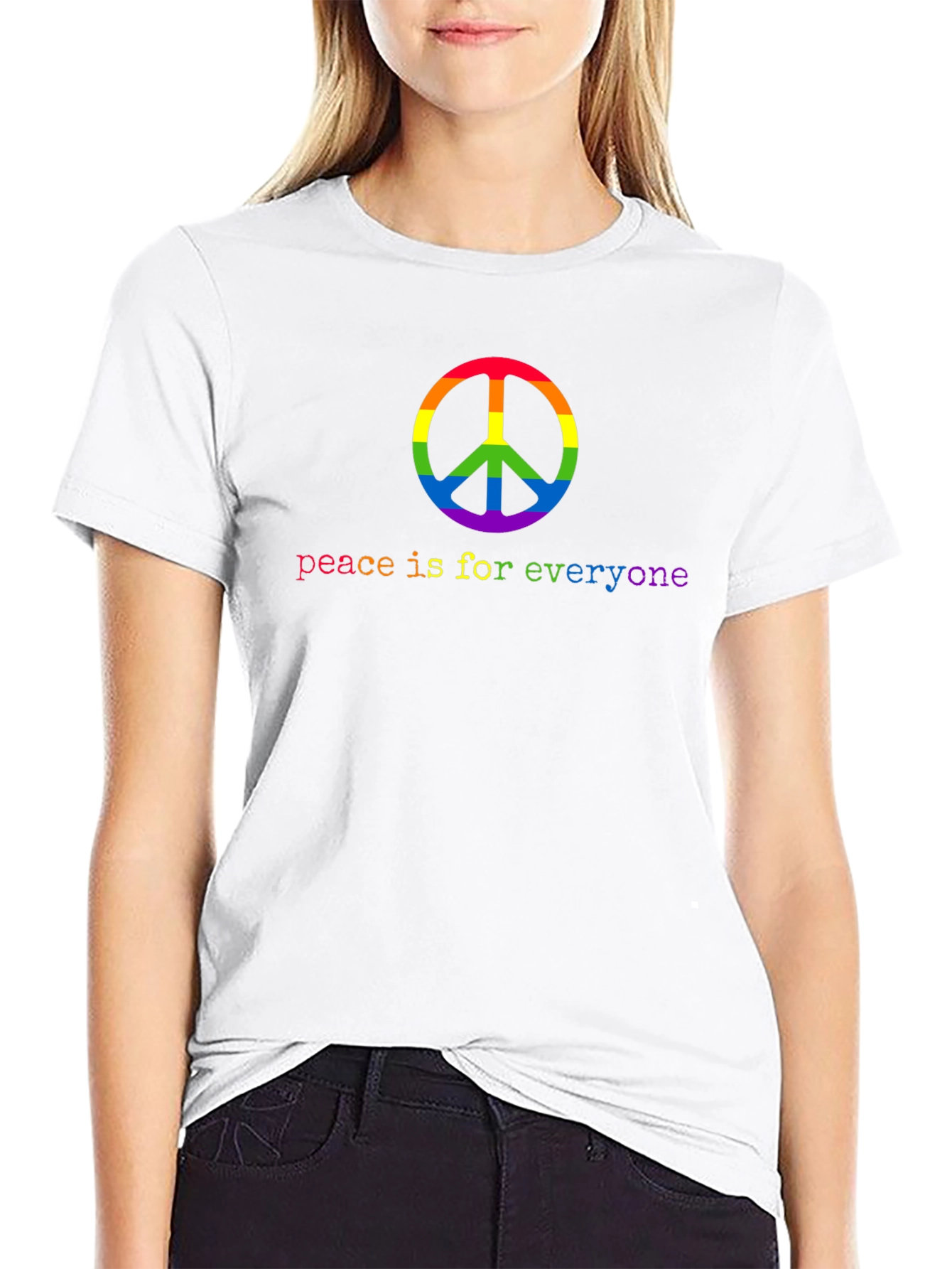 Peace for Everyone Rainbow Graphic Tee