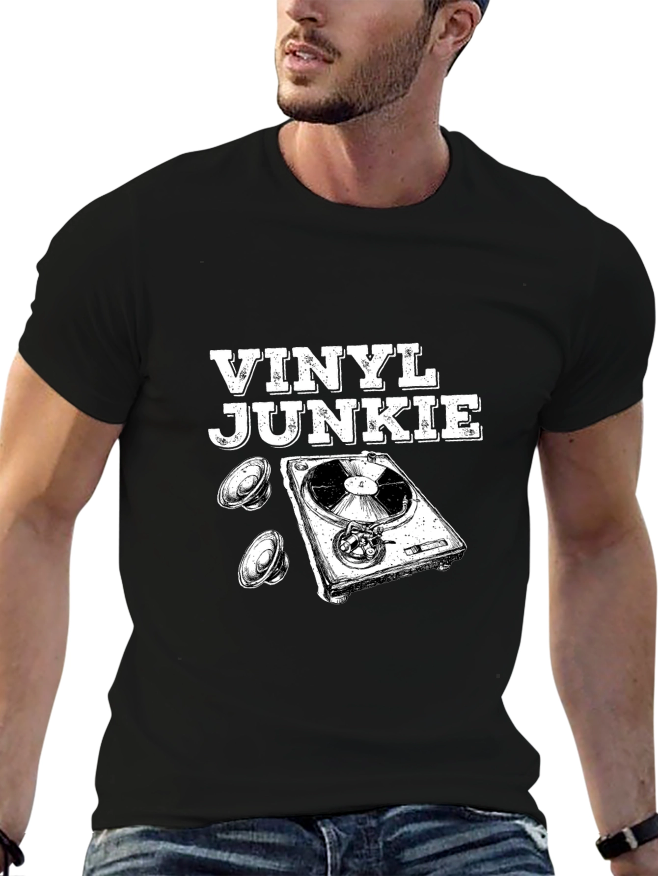 Vinyl Junkie Graphic T-Shirt - Music Lover Tee