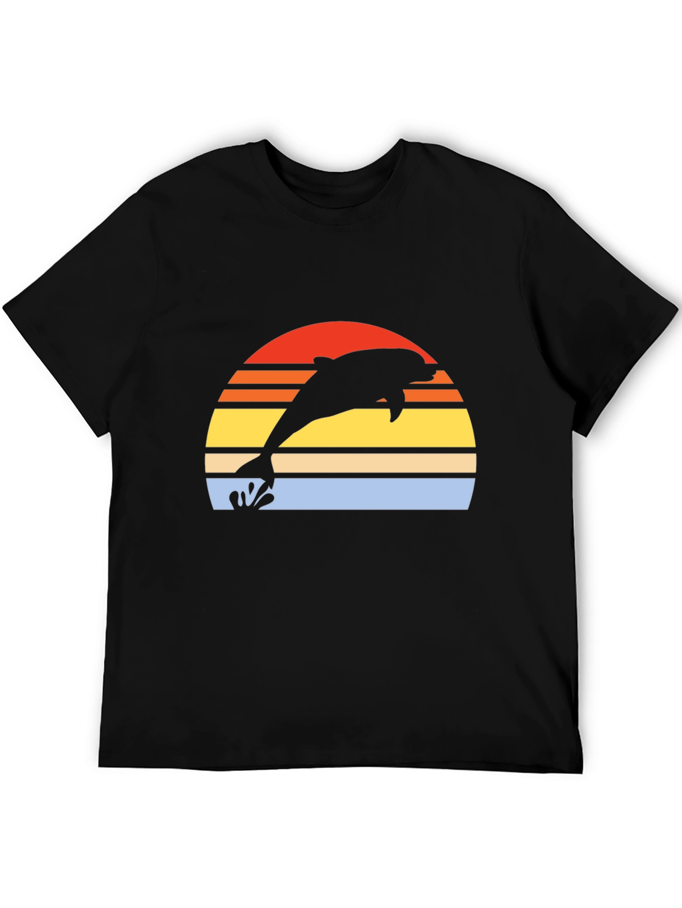 Retro Dolphin Sunset Graphic T-Shirt