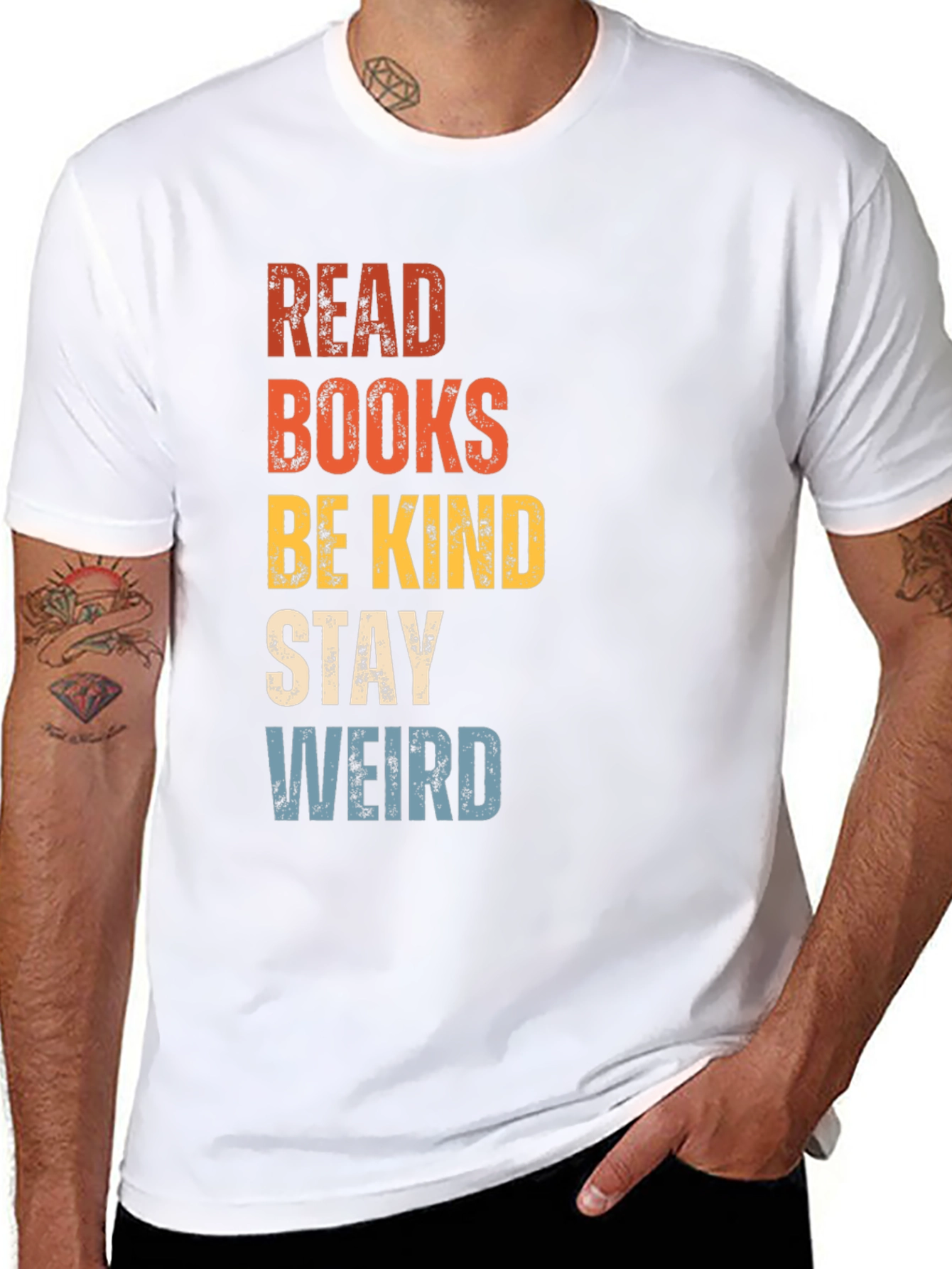 Read Books Be Kind Stay Weird Graphic Tee