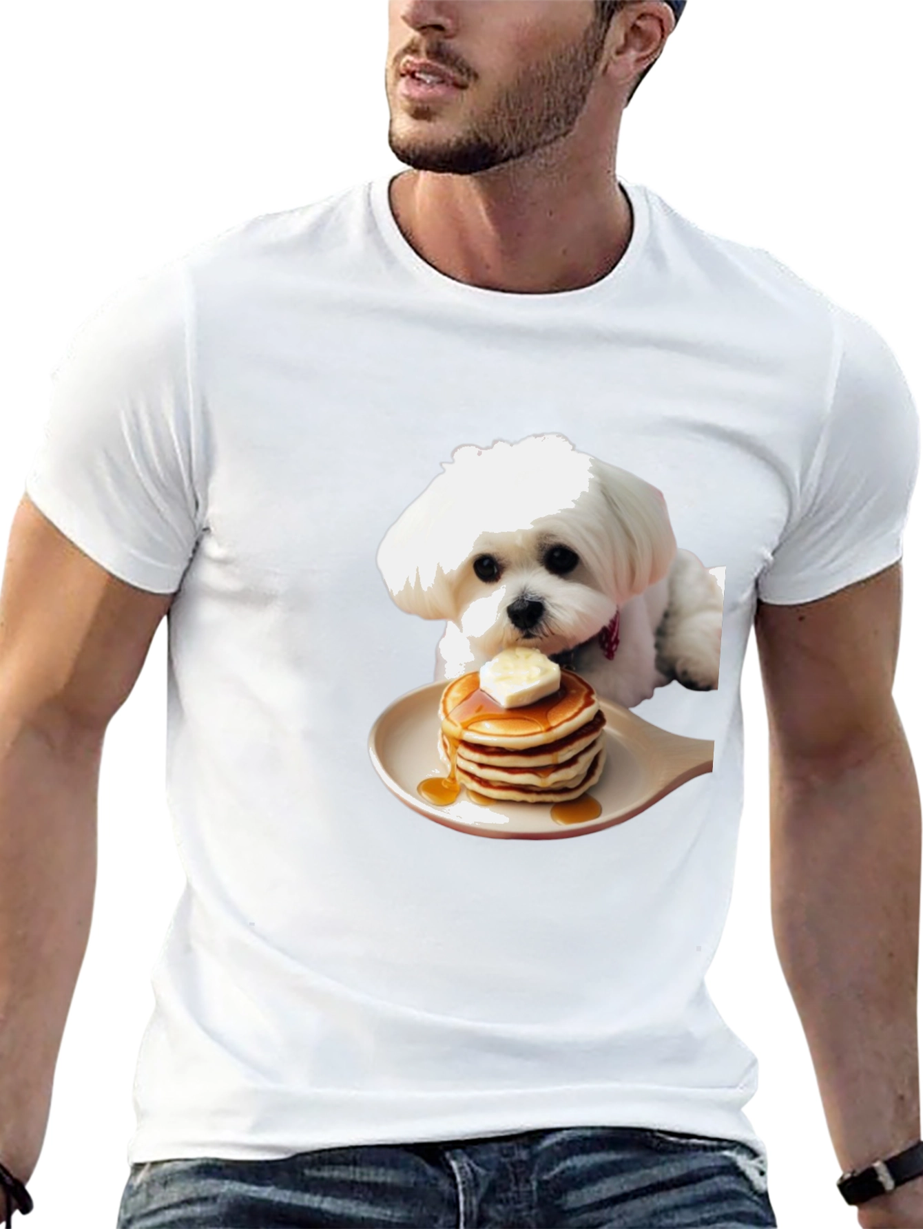 Dog Pancakes Graphic T-Shirt | Novelty Cute Pet Tee