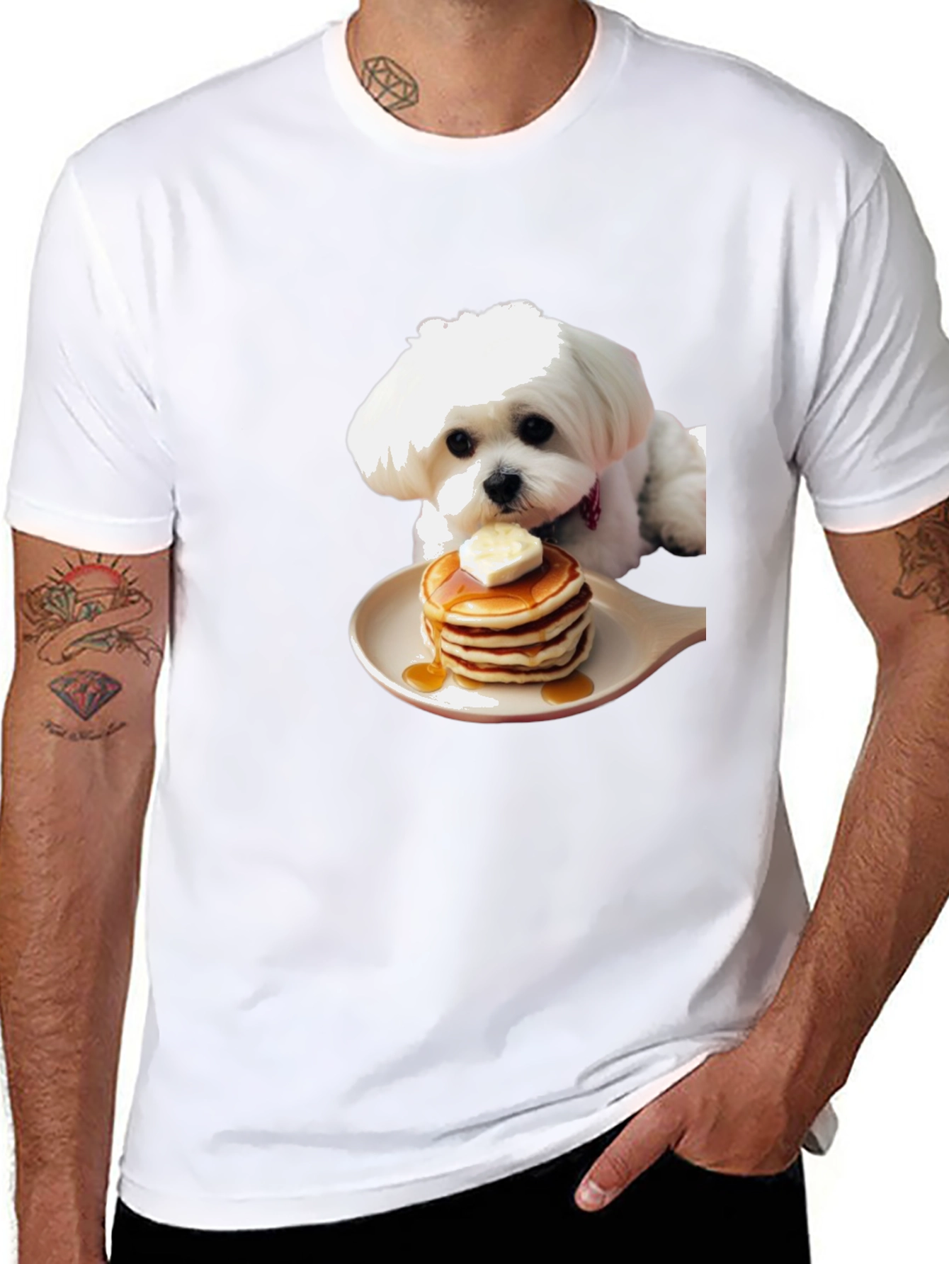 Dog Pancakes Graphic T-Shirt | Novelty Cute Pet Tee